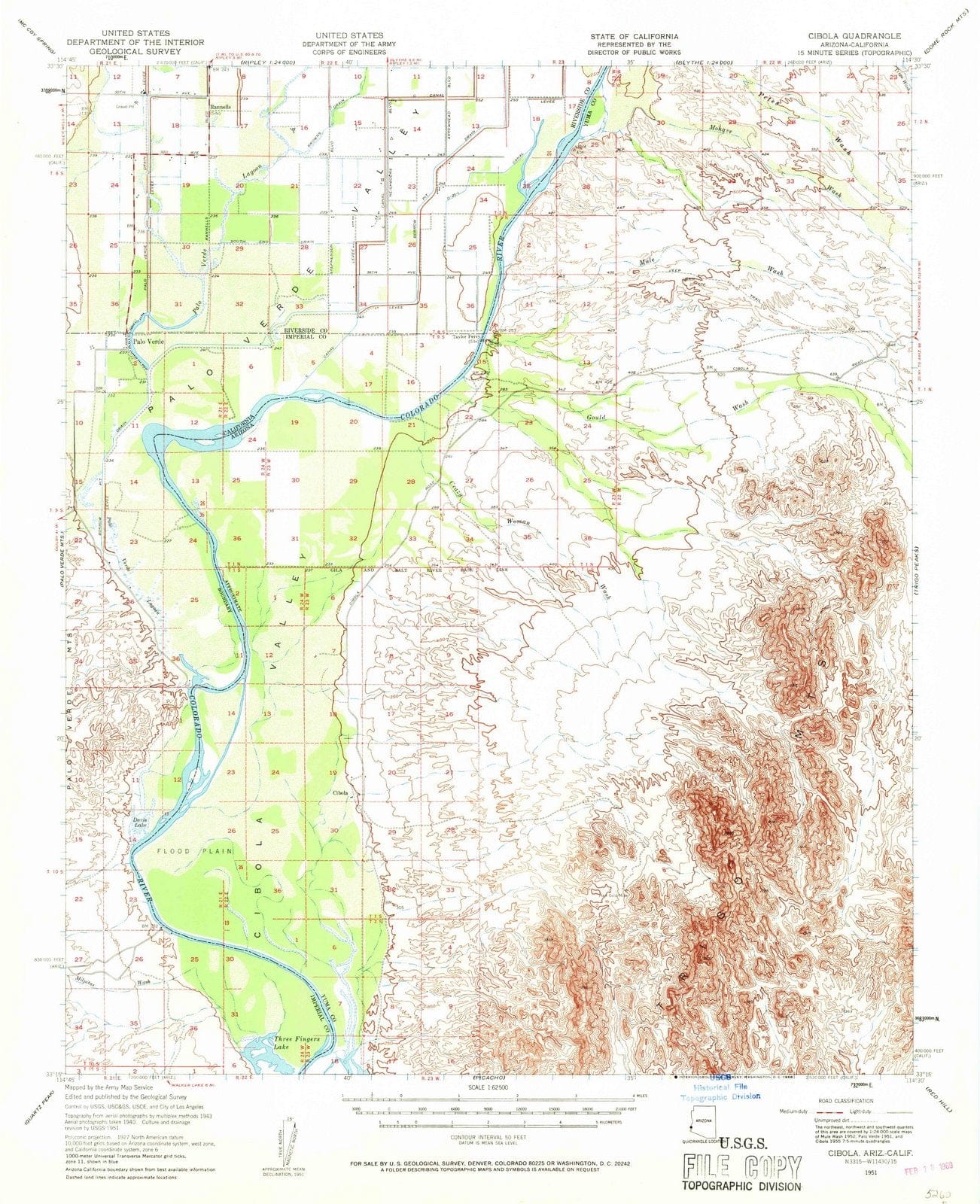 1951 Cibola, AZ - Arizona - USGS Topographic Map