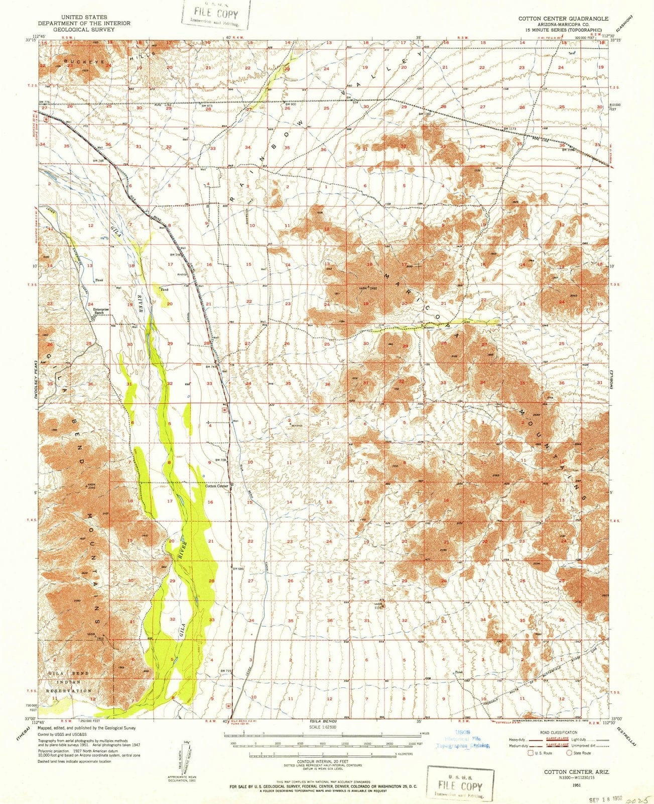 1951 Cotton Center, AZ - Arizona - USGS Topographic Map