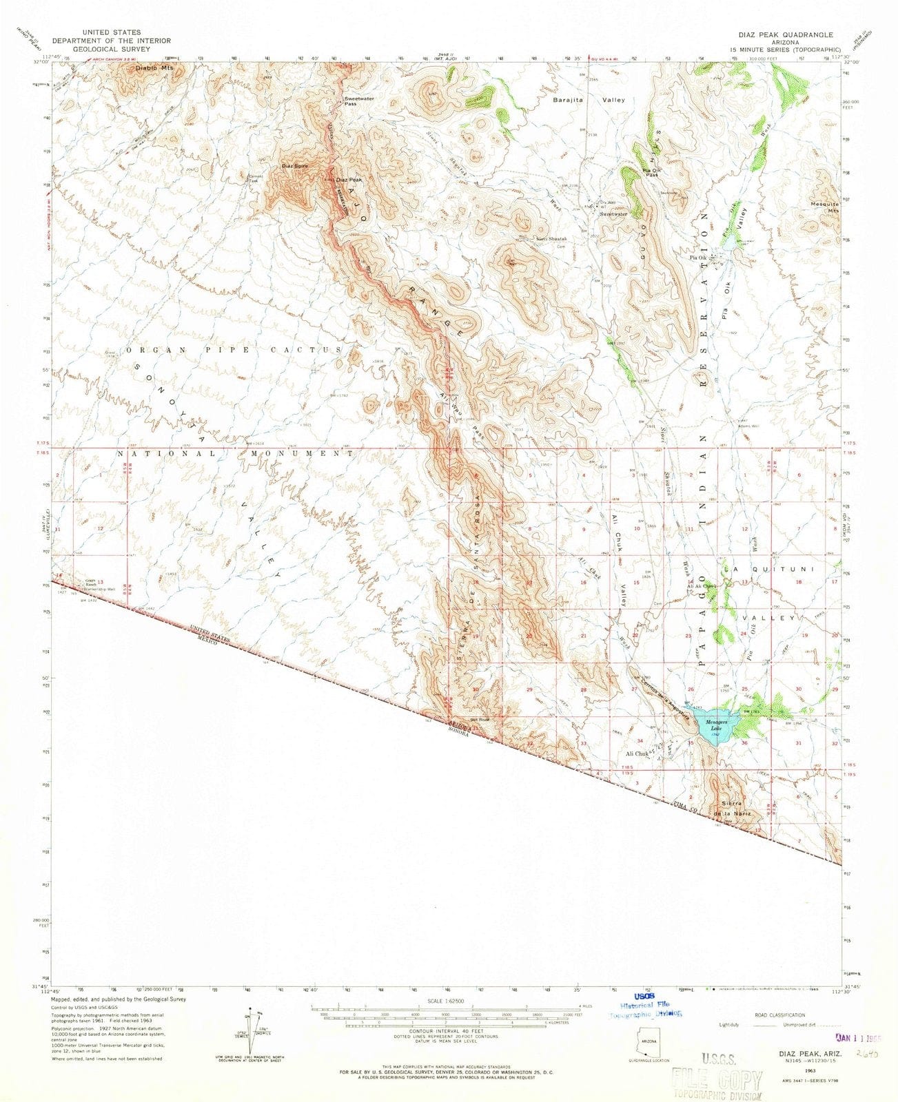 1963 Diaz Peak, AZ - Arizona - USGS Topographic Map