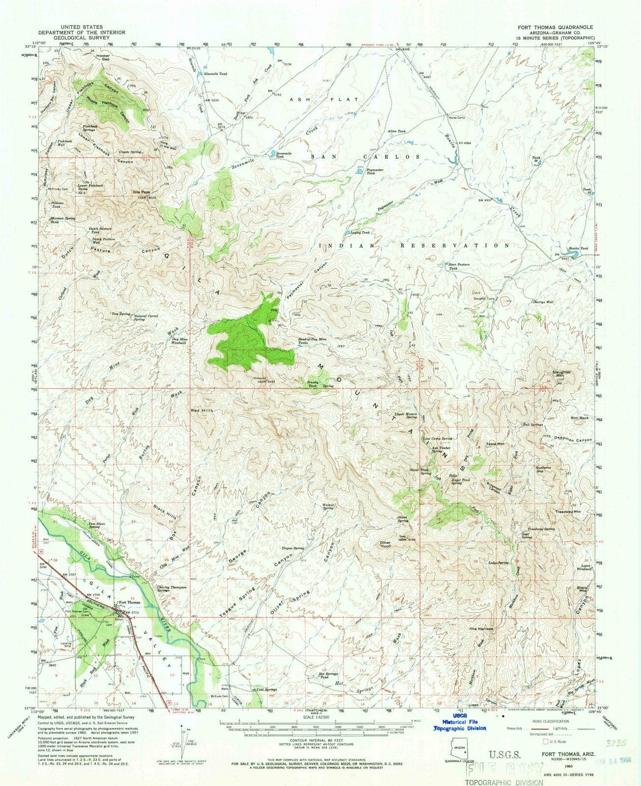 1960 Fort Thomas, AZ - Arizona - USGS Topographic Map