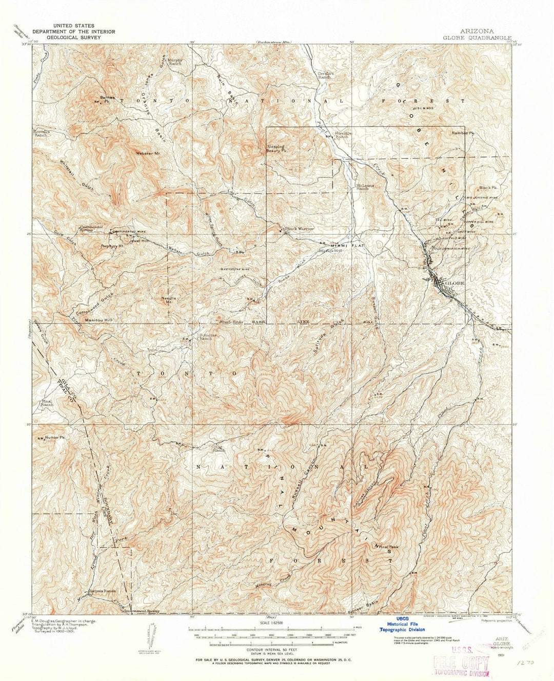 1901 Globe, AZ - Arizona - USGS Topographic Map