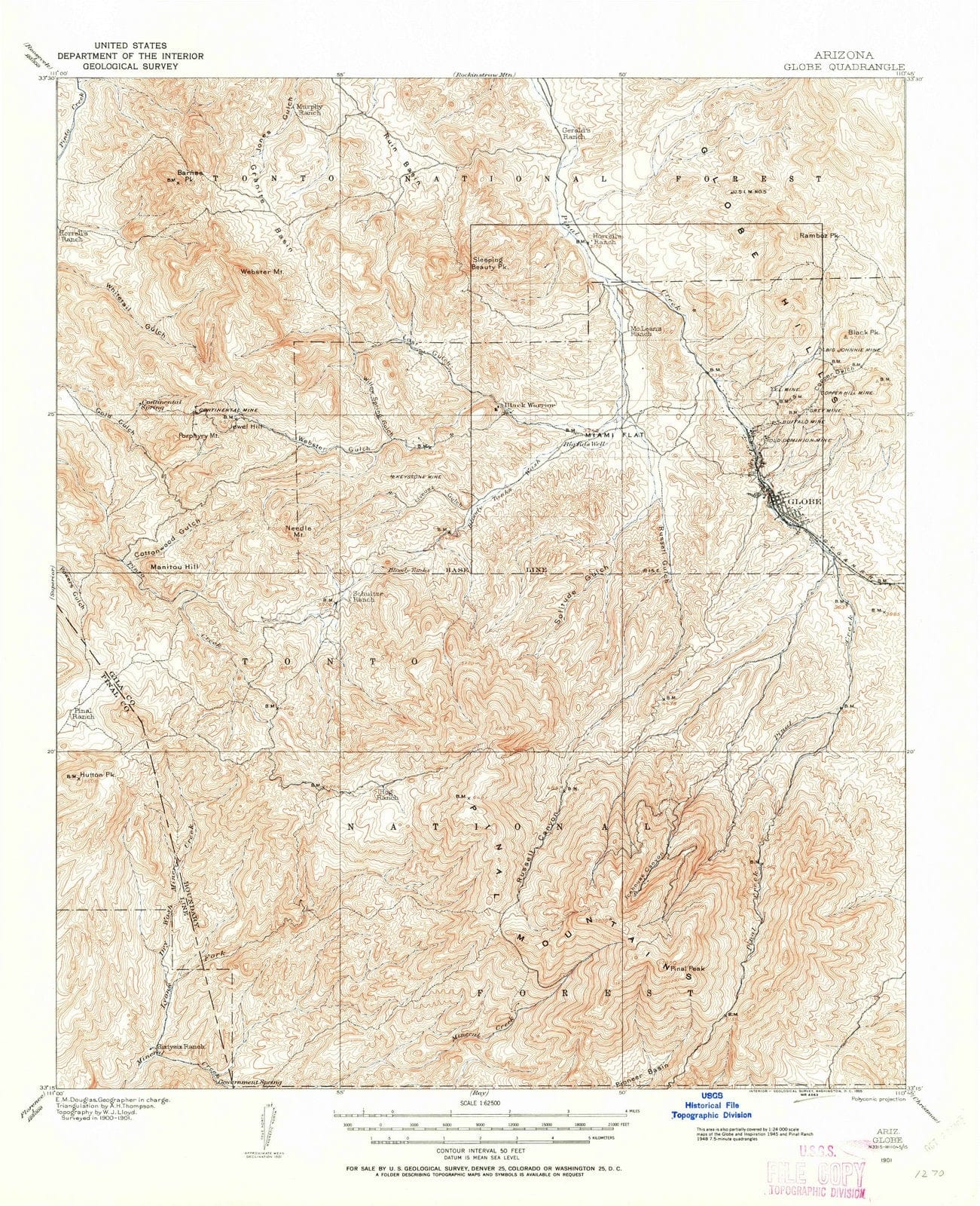 1901 Globe, AZ - Arizona - USGS Topographic Map