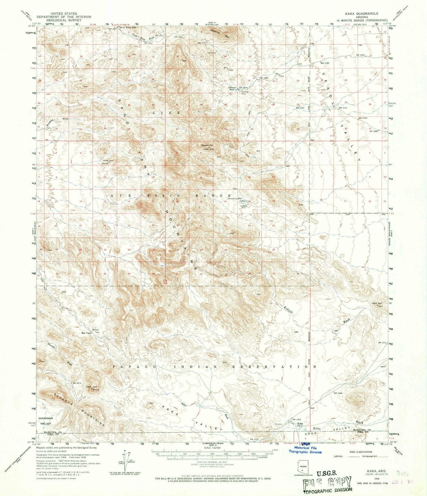 1958 Kaka, AZ - Arizona - USGS Topographic Map