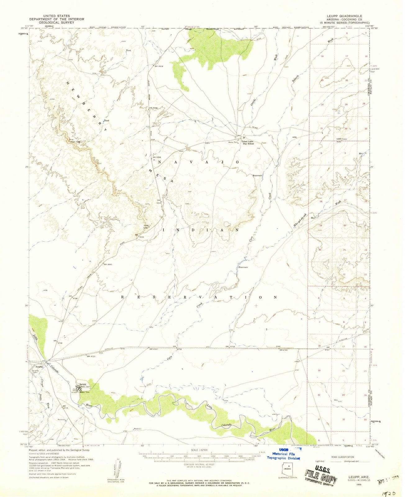 1955 Leupp, AZ - Arizona - USGS Topographic Map