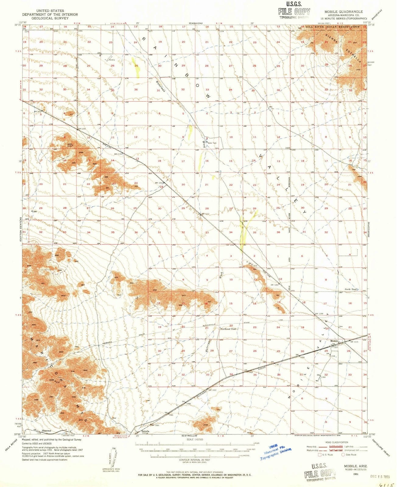 1951 Mobile, AZ - Arizona - USGS Topographic Map