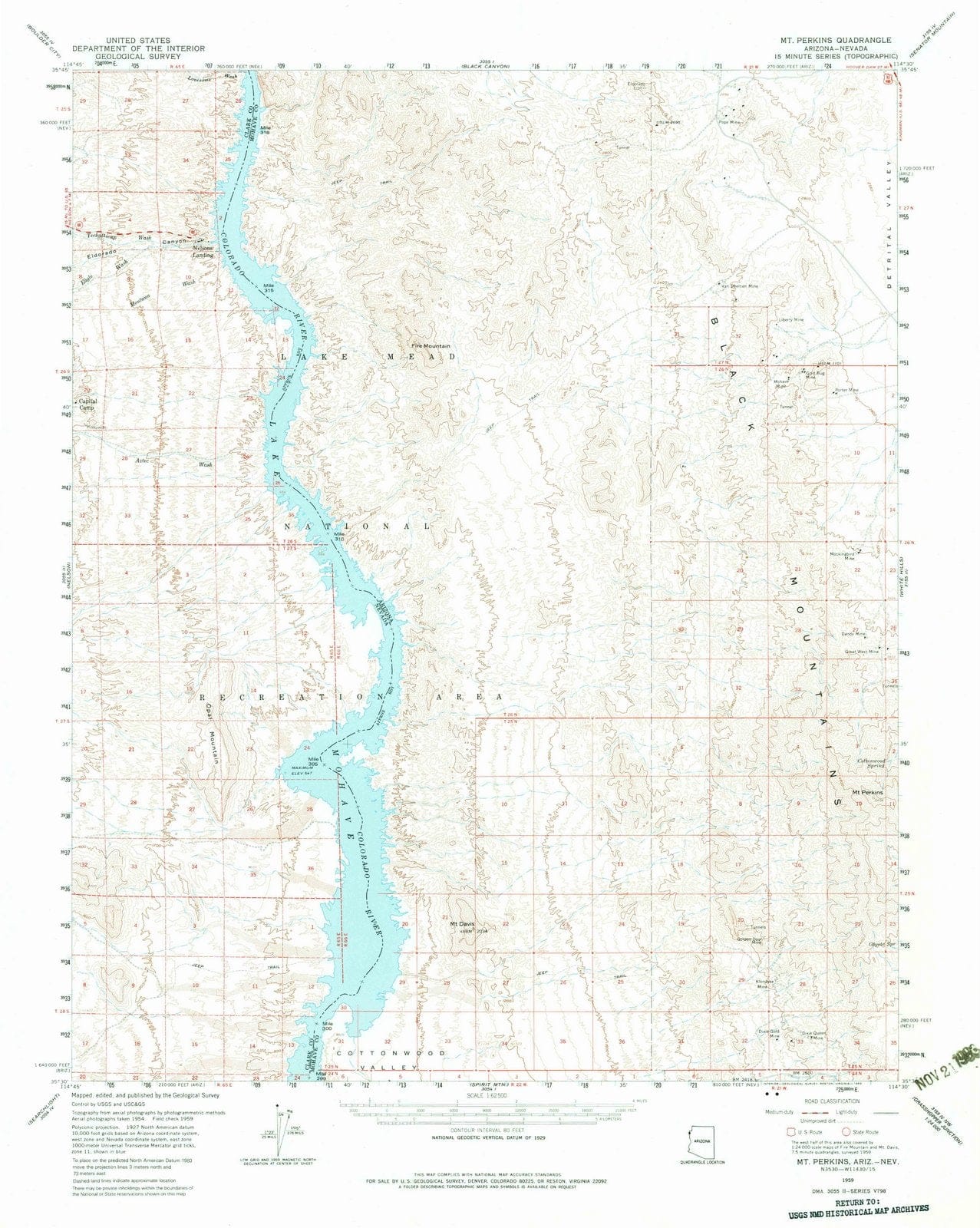 1959 Mt. Perkins, AZ - Arizona - USGS Topographic Map