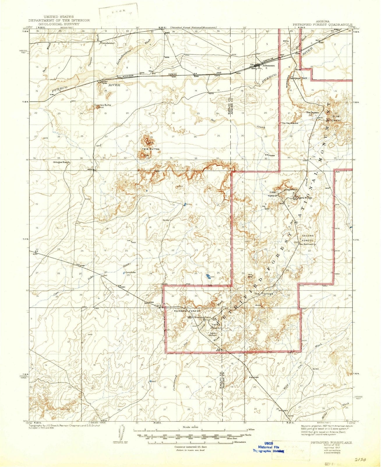 1912 Petrified Forest, AZ - Arizona - USGS Topographic Map
