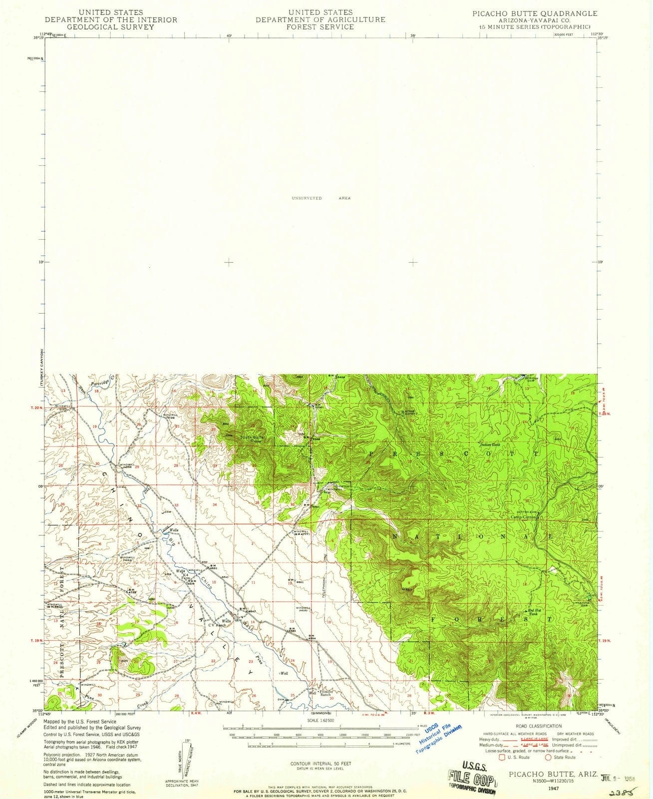 1947 Picacho Butte, AZ - Arizona - USGS Topographic Map