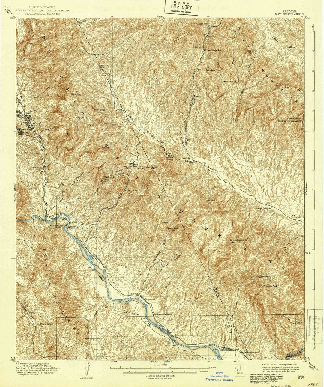 1910 Ray, AZ - Arizona - USGS Topographic Map