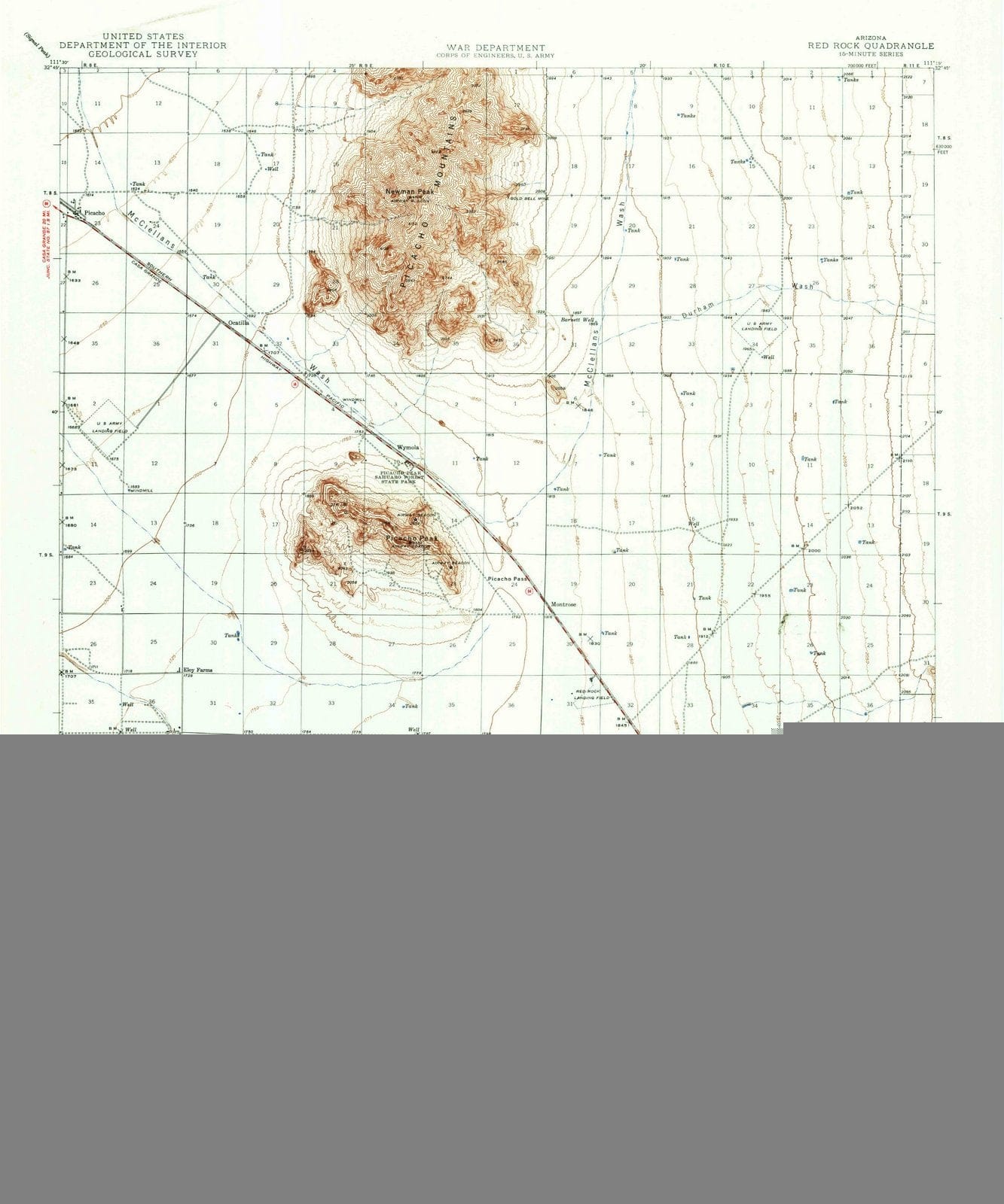 1947 Red Rock, AZ - Arizona - USGS Topographic Map
