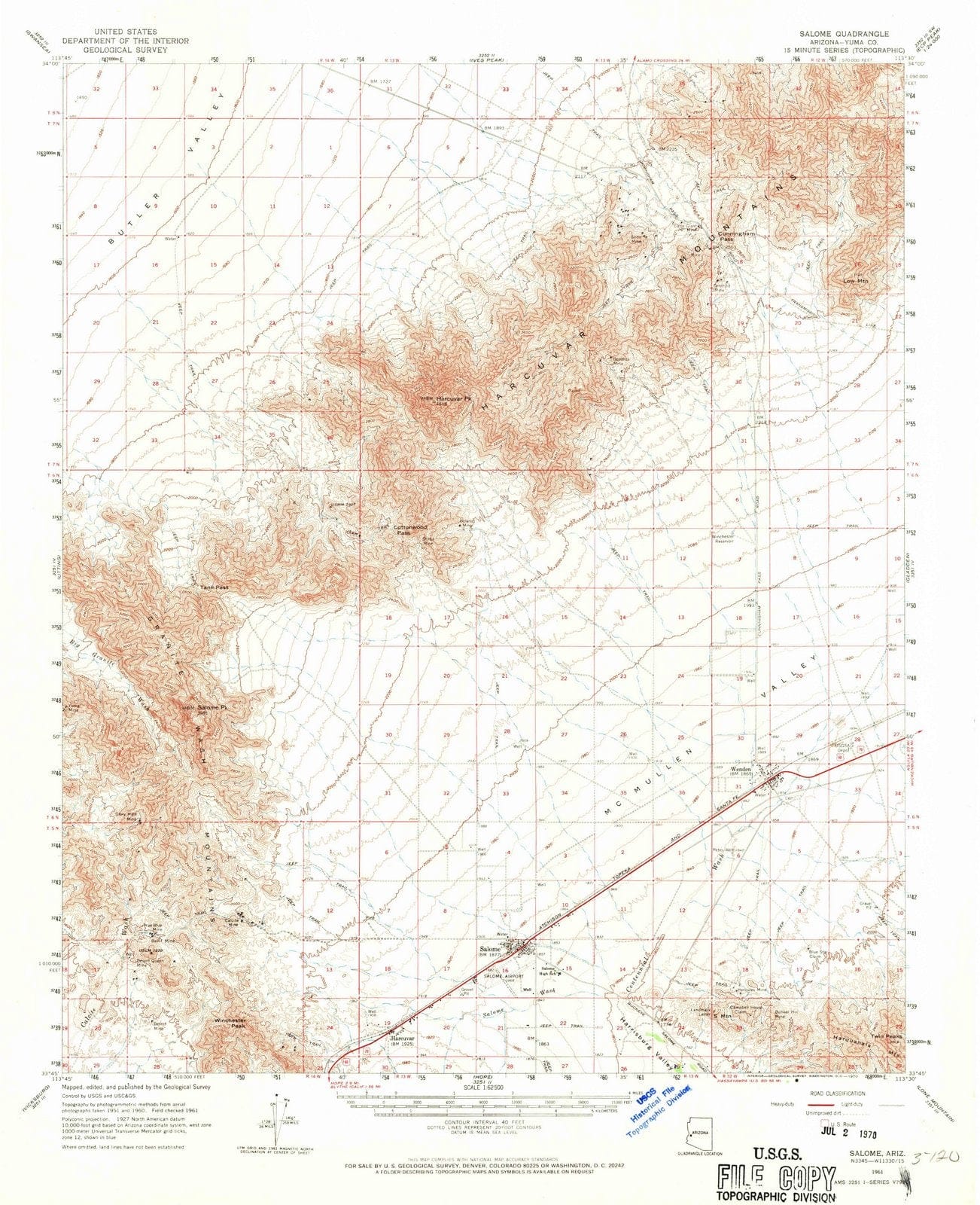 1961 Salome, AZ - Arizona - USGS Topographic Map