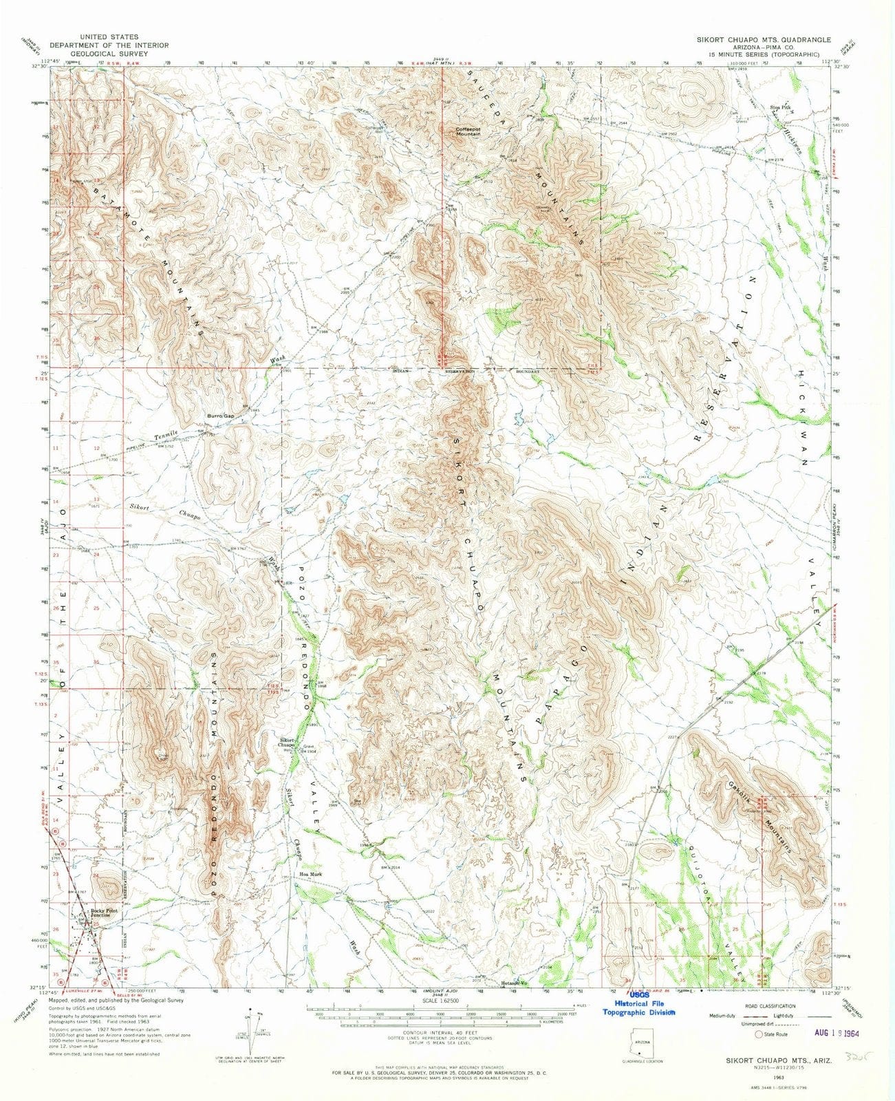 1963 Sikort Chuapo MTS, AZ - Arizona - USGS Topographic Map