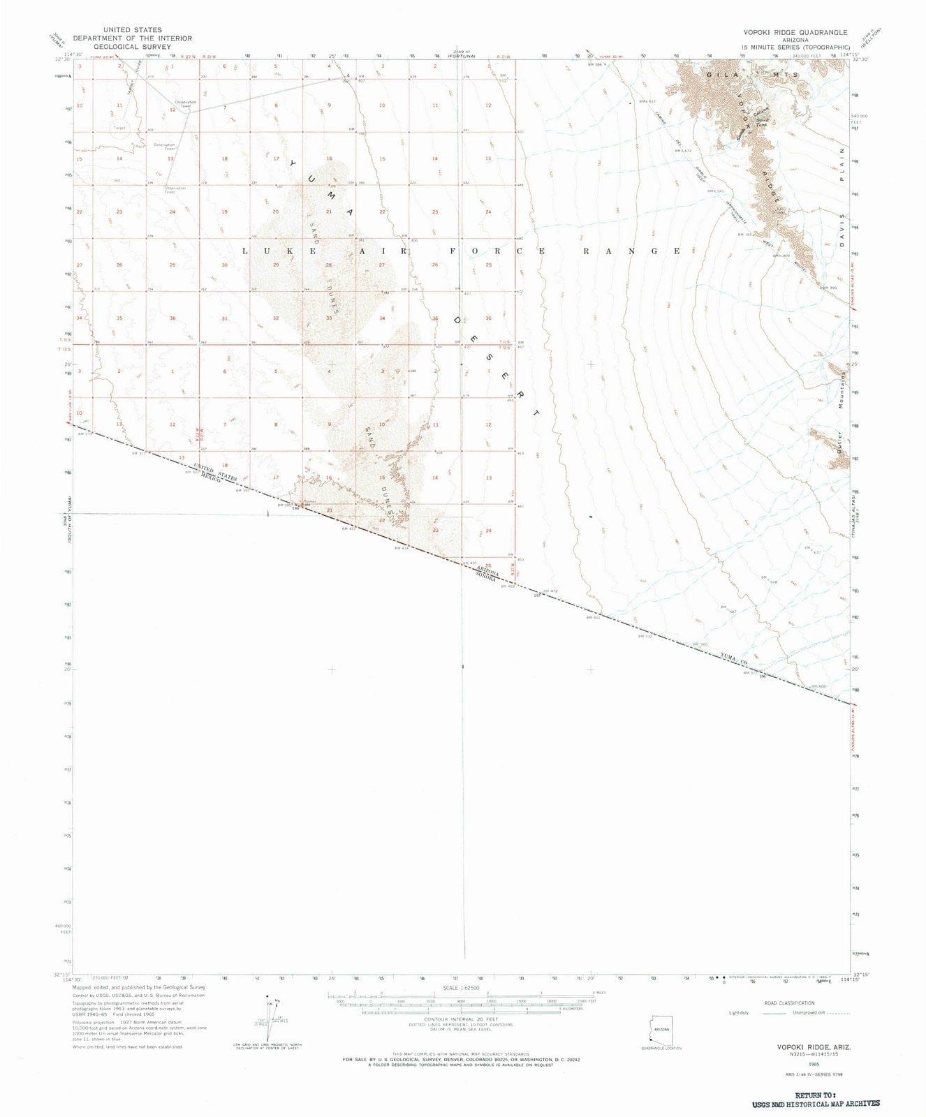 1965 Vopoki Ridge, AZ - Arizona - USGS Topographic Map