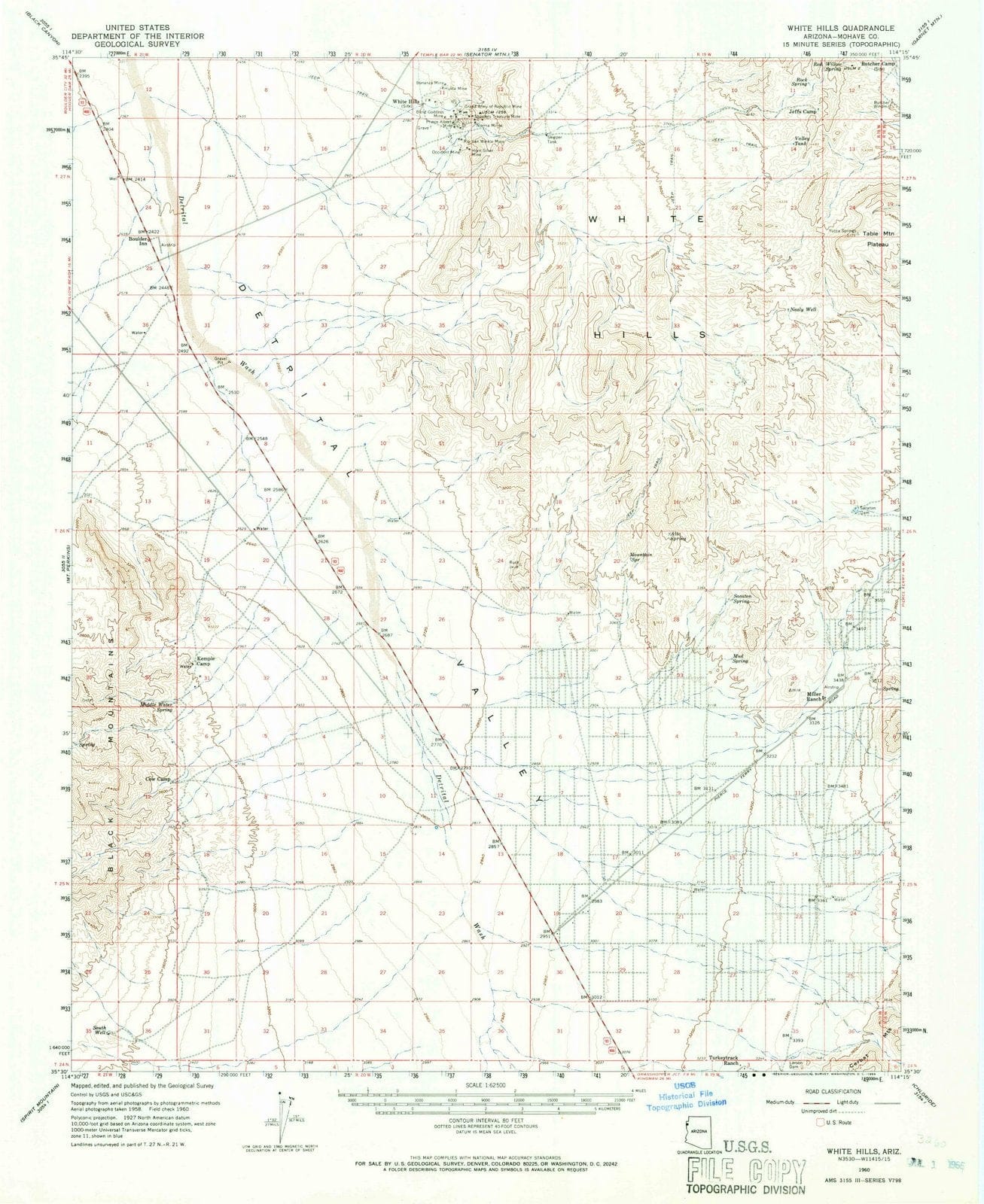 1960 White Hills, AZ - Arizona - USGS Topographic Map