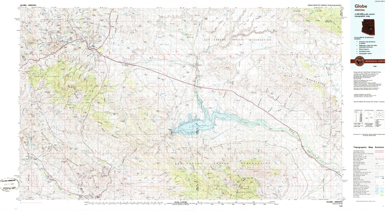 1986 Globe, AZ - Arizona - USGS Topographic Map