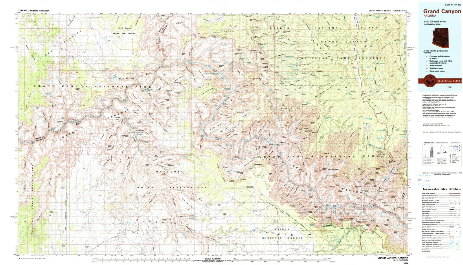 1984 Grand Canyon, AZ - Arizona - USGS Topographic Map