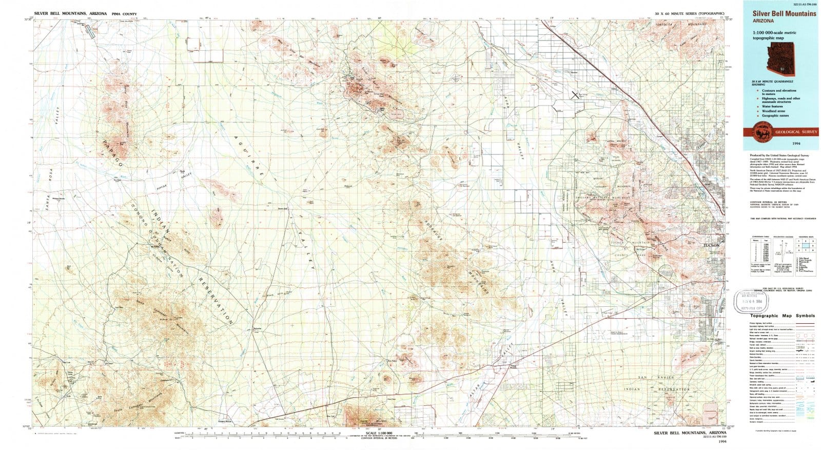 1994 Silver Bell Mountains, AZ - Arizona - USGS Topographic Map