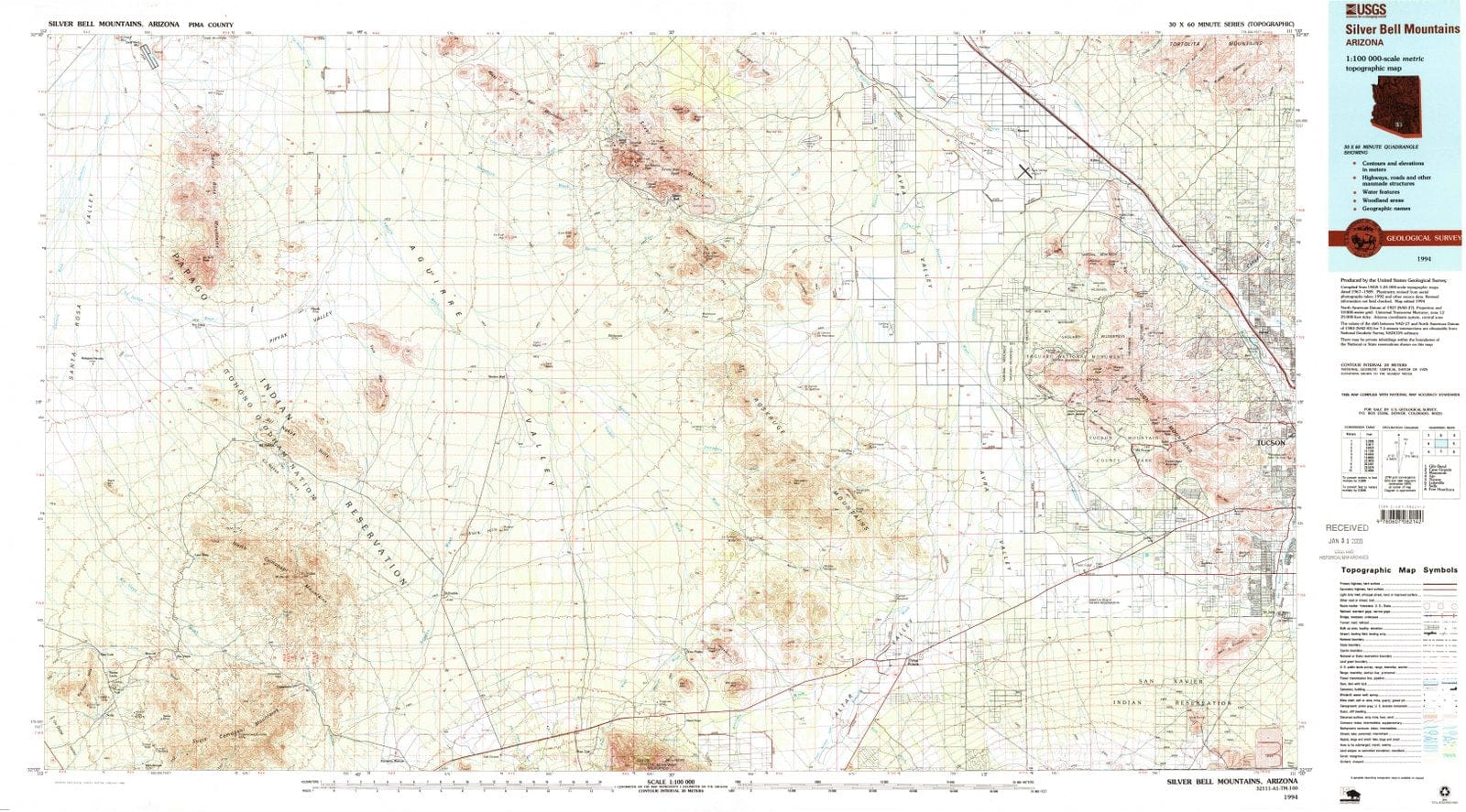 1994 Silver Bell Mountain, AZ - Arizona - USGS Topographic Map