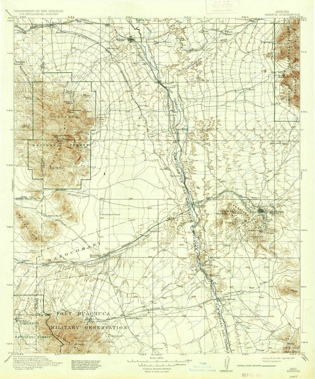 1915 Benson, AZ - Arizona - USGS Topographic Map