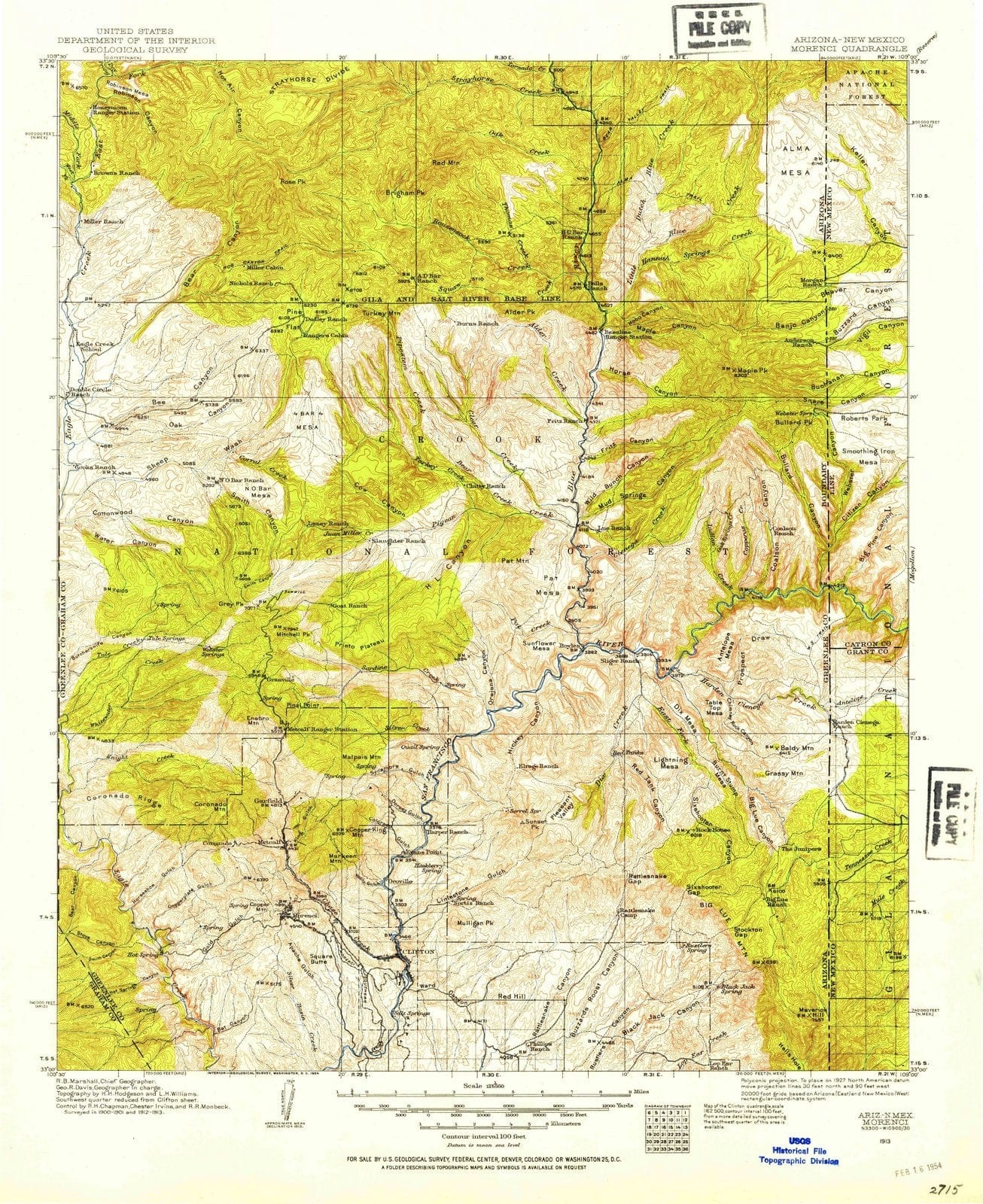 1913 Morenci, AZ - Arizona - USGS Topographic Map