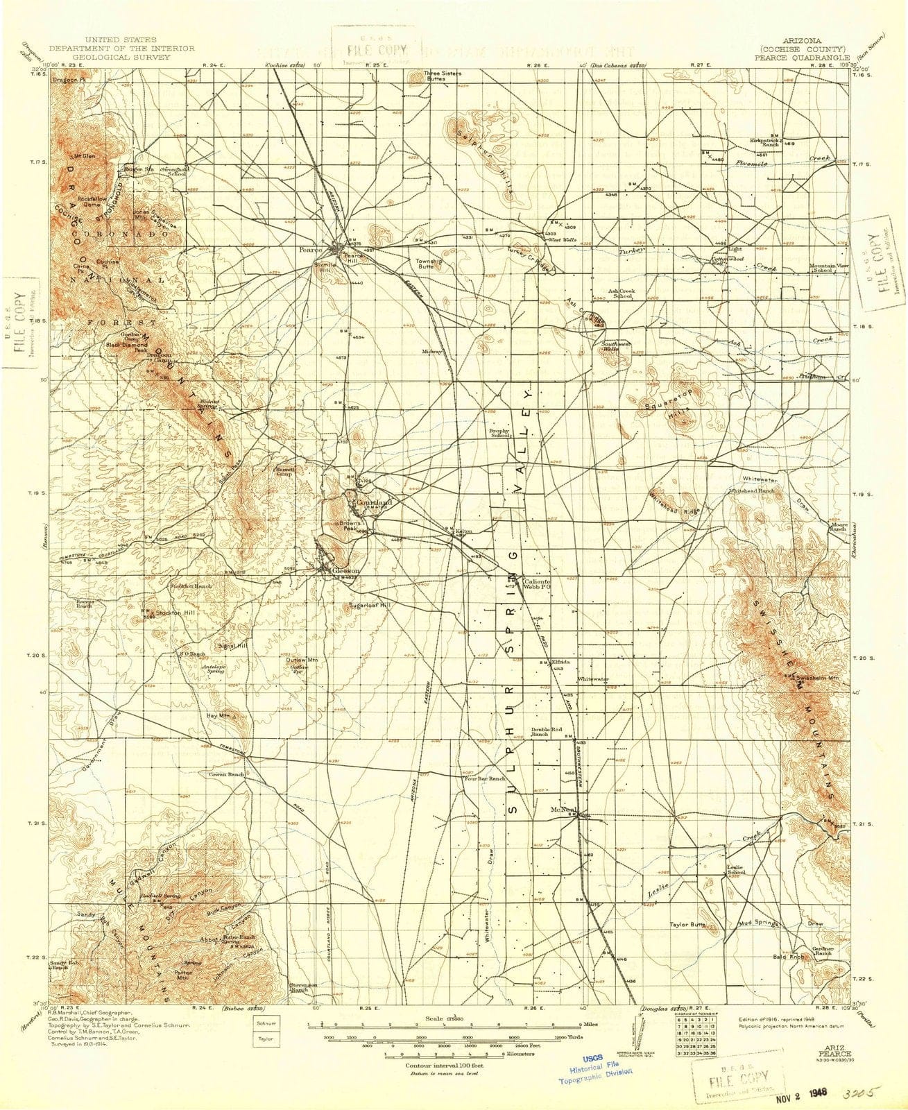 1916 Pearce, AZ - Arizona - USGS Topographic Map