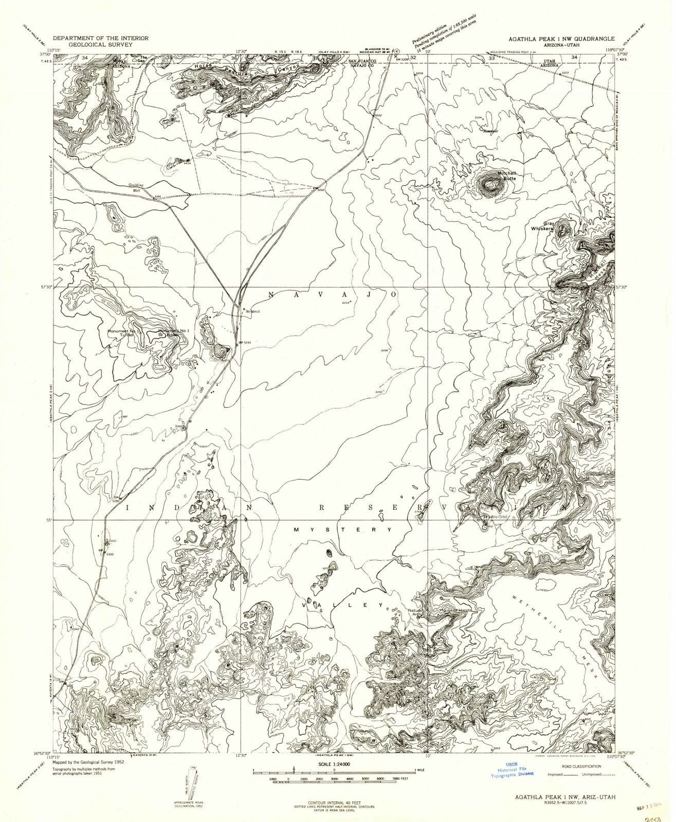 1952 Agathla Peak 1, AZ - Arizona - USGS Topographic Map v2