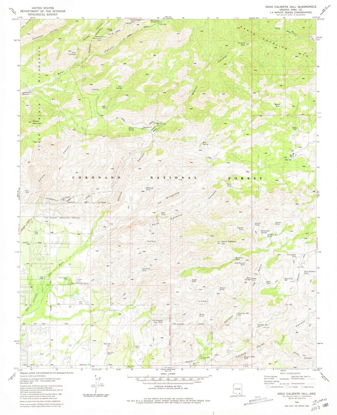 1981 Agua Caliente Hill, AZ - Arizona - USGS Topographic Map
