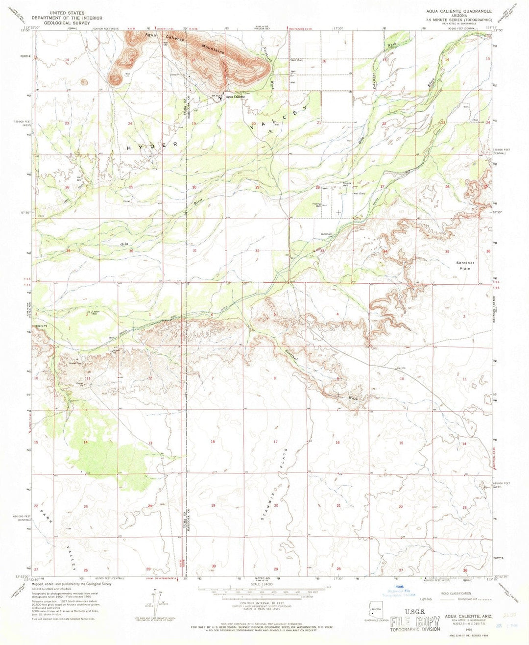 1965 Agua Caliente, AZ - Arizona - USGS Topographic Map