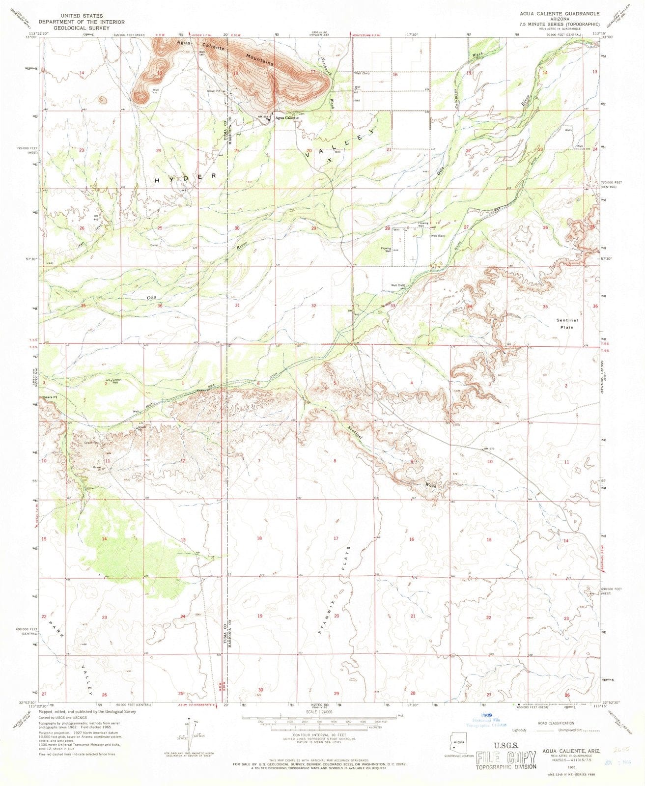 1965 Agua Caliente, AZ - Arizona - USGS Topographic Map