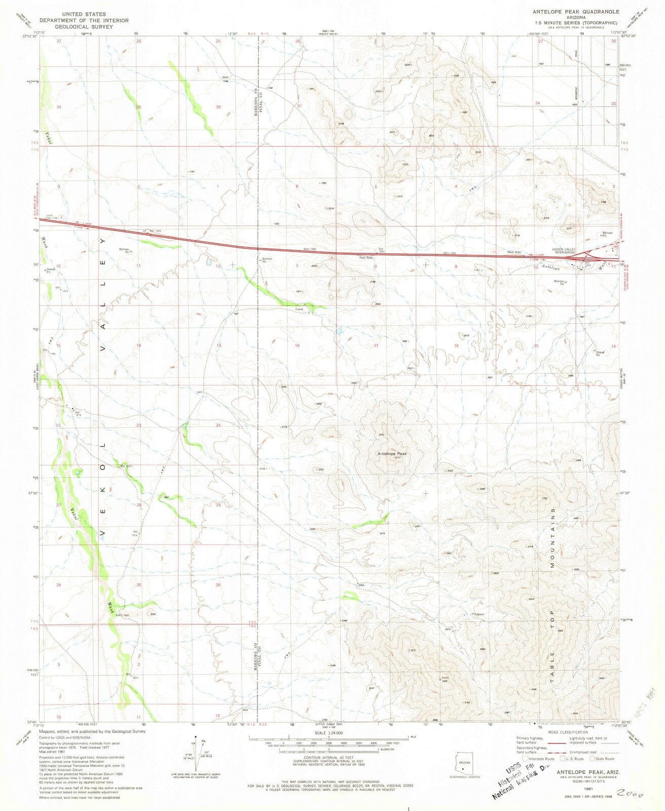 1981 Antelope Peak, AZ - Arizona - USGS Topographic Map