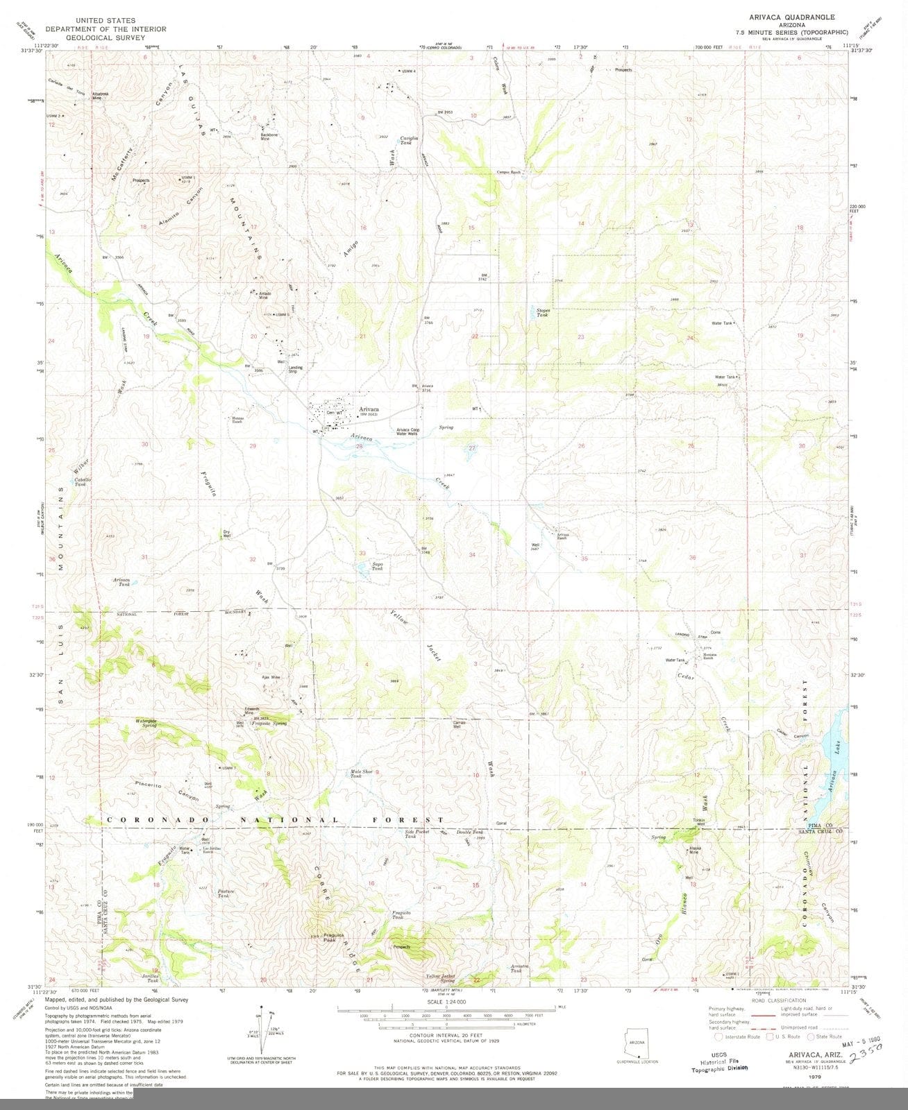 1979 Arivaca, AZ - Arizona - USGS Topographic Map