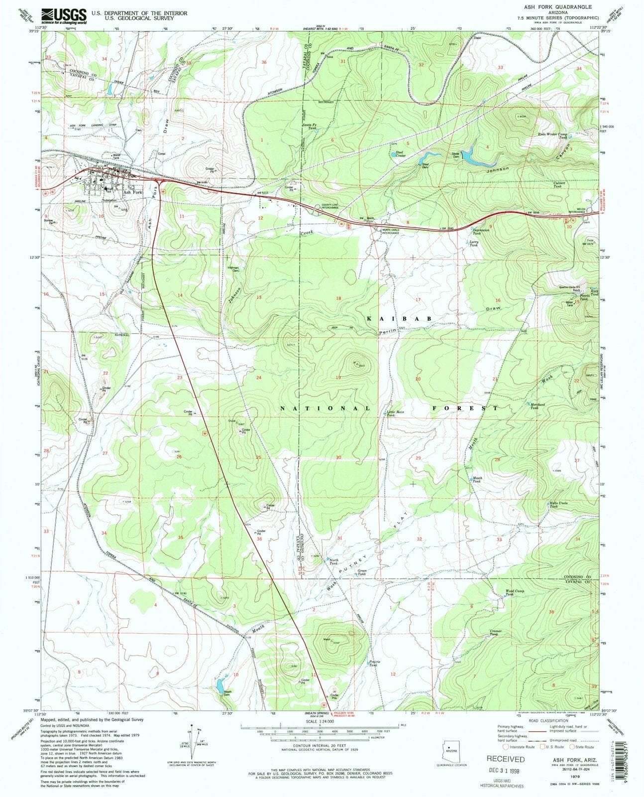 1979 Ash Fork, AZ - Arizona - USGS Topographic Map