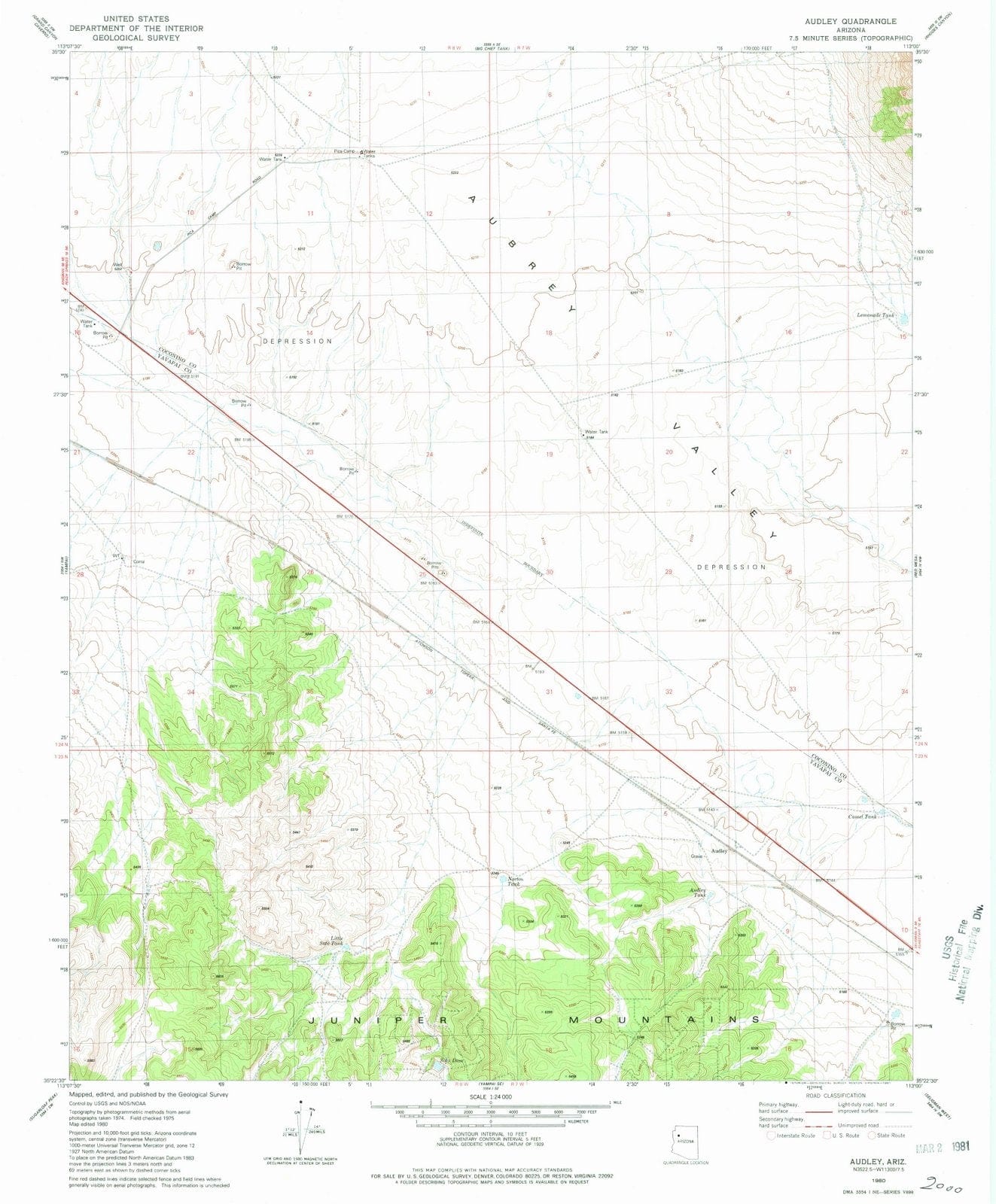 1980 Audley, AZ - Arizona - USGS Topographic Map
