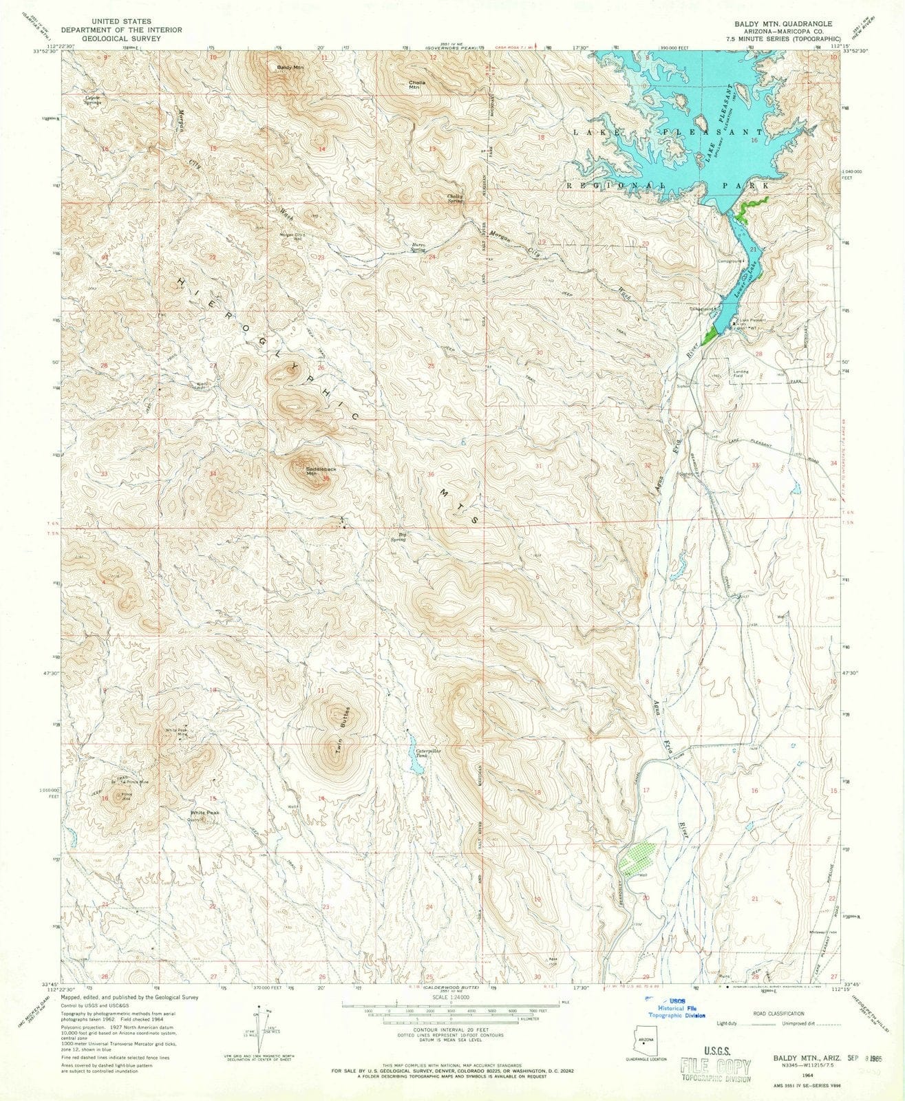 1964 Baldy MTN, AZ - Arizona - USGS Topographic Map