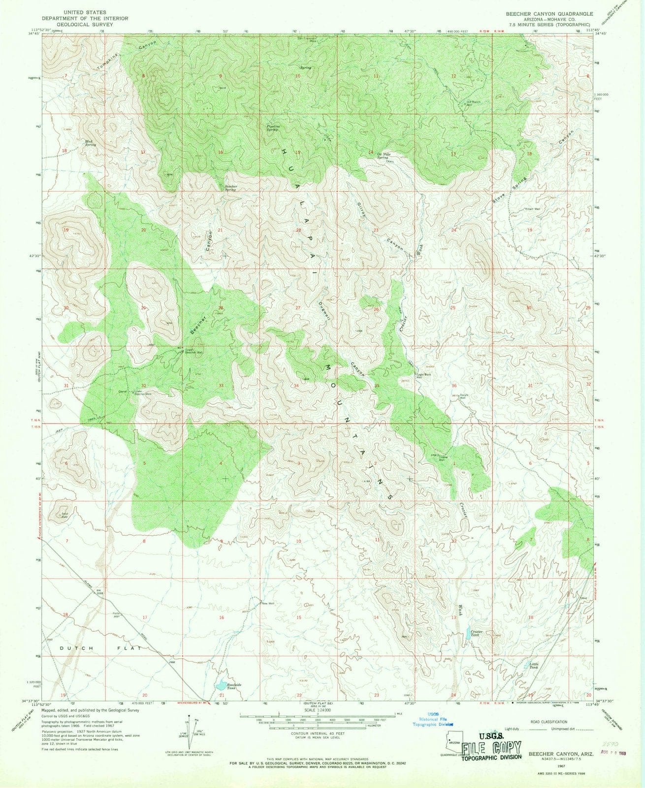 1967 Beecher Canyon, AZ - Arizona - USGS Topographic Map