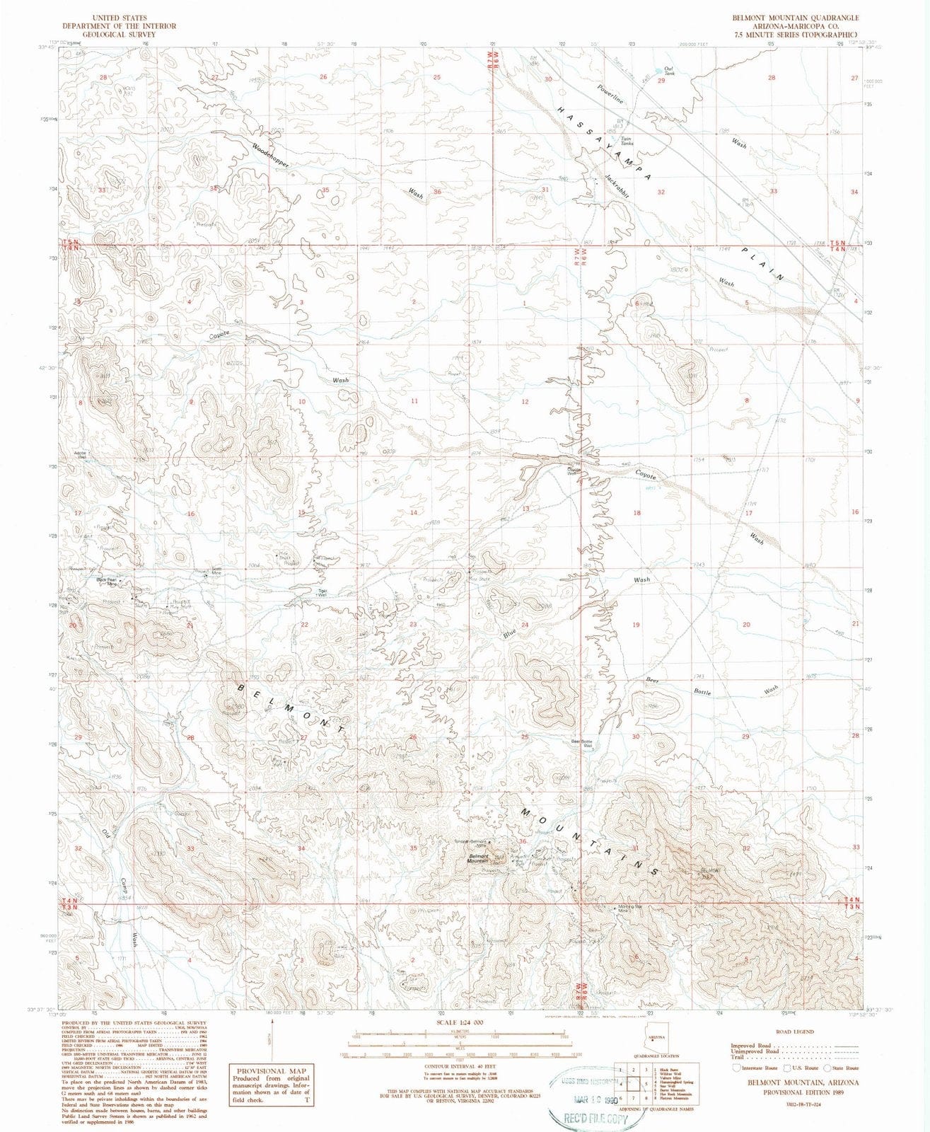 1989 Belmont Mountain, AZ - Arizona - USGS Topographic Map