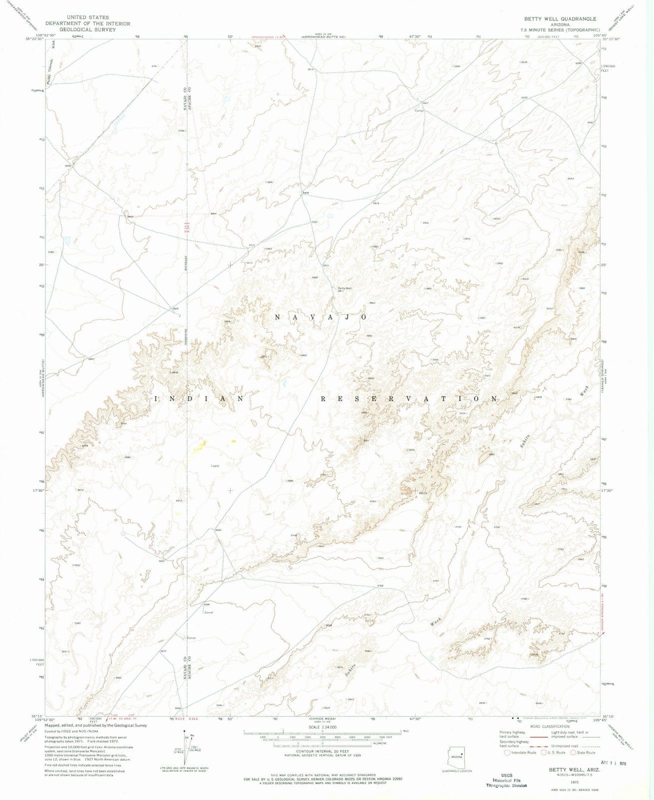 1972 Betty Well, AZ - Arizona - USGS Topographic Map