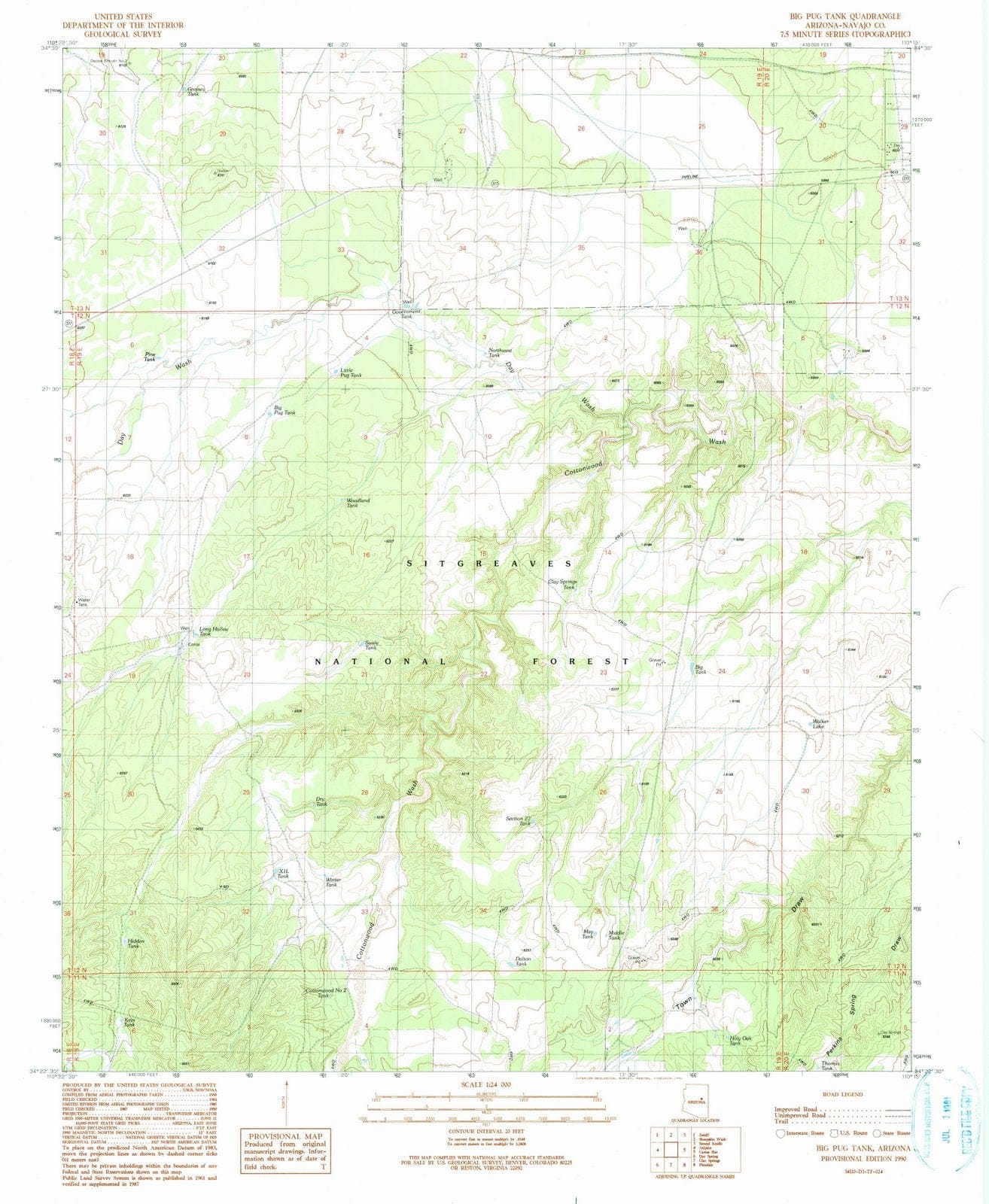 1990 Big Pug Tank, AZ - Arizona - USGS Topographic Map