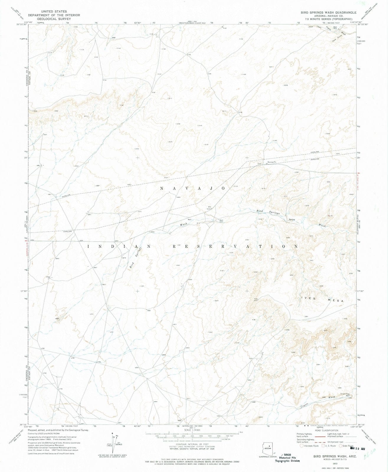 1972 Bird Springs Wash, AZ - Arizona - USGS Topographic Map