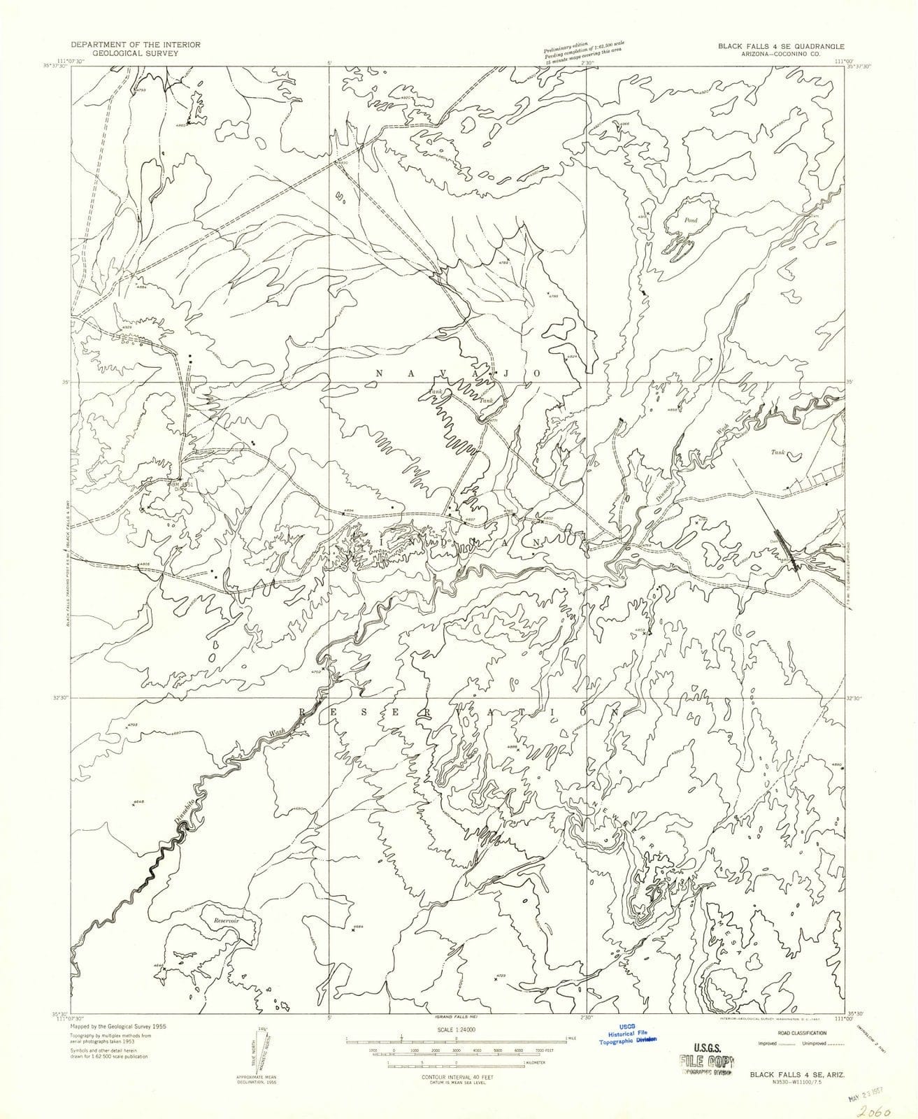 1955 Black Falls 4, AZ - Arizona - USGS Topographic Map