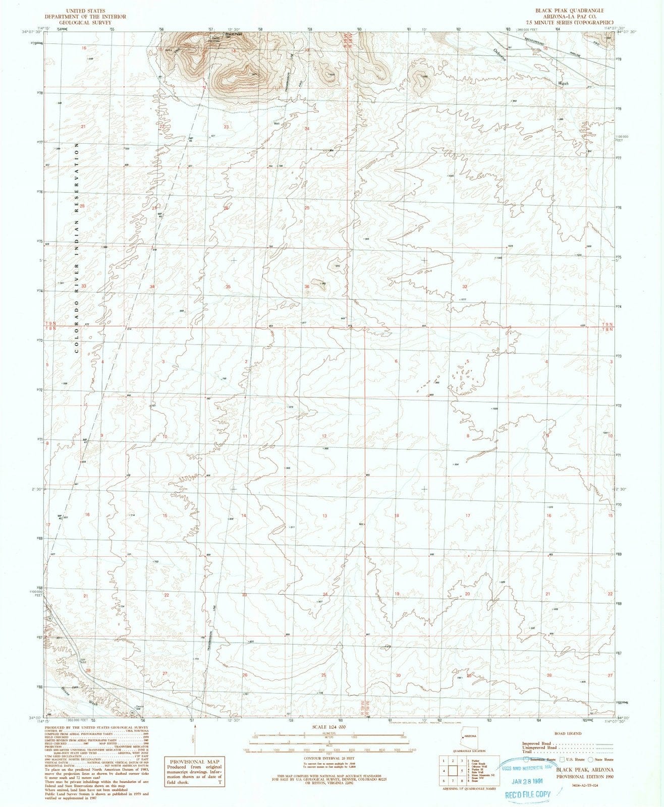 1990 Black Peak, AZ - Arizona - USGS Topographic Map