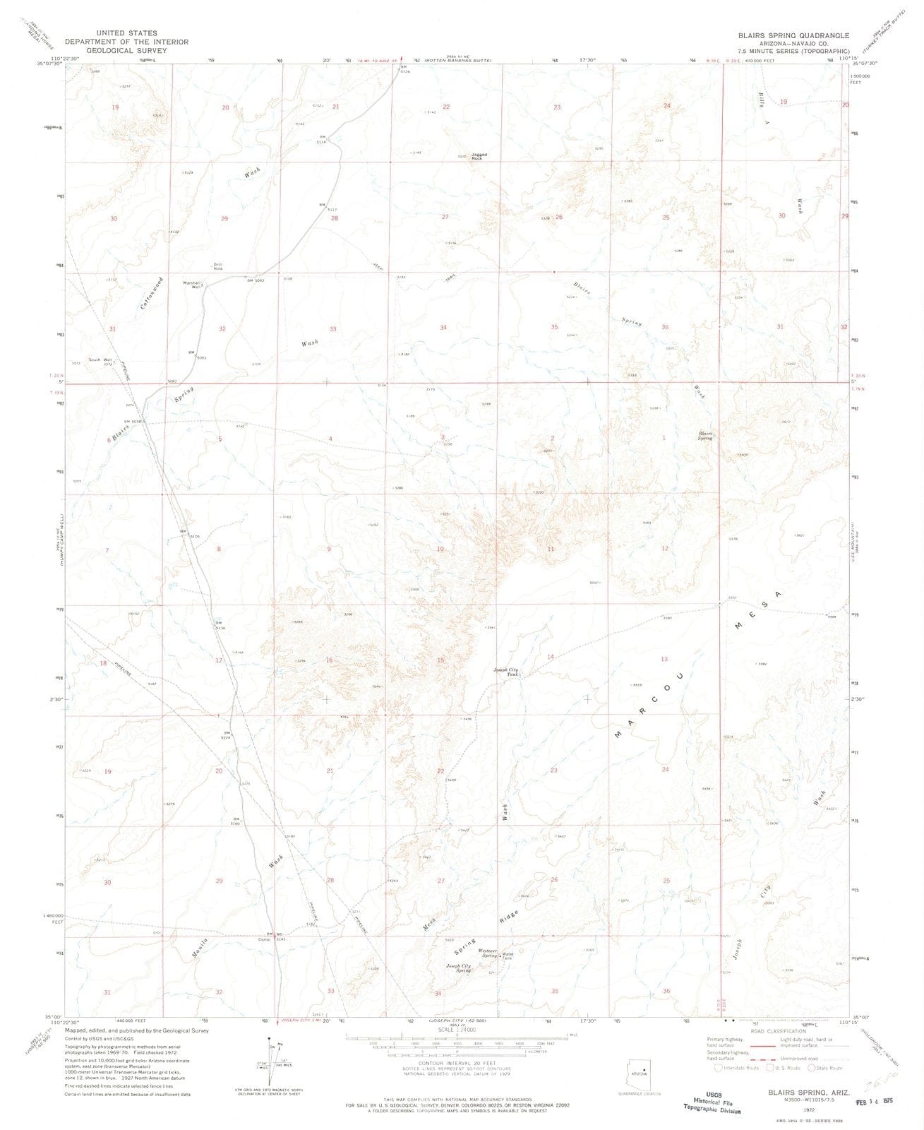 1972 Blairs Spring, AZ - Arizona - USGS Topographic Map