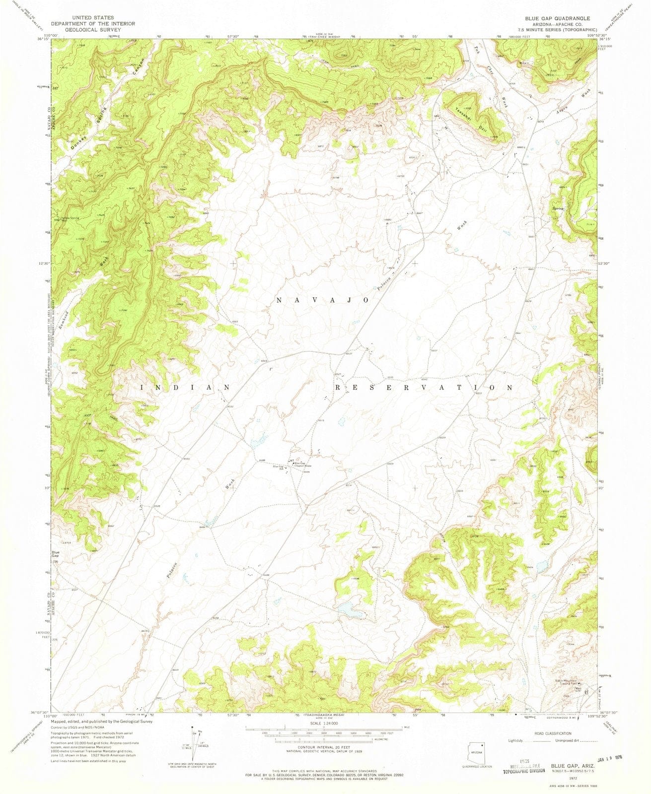 1972 Blue Gap, AZ - Arizona - USGS Topographic Map