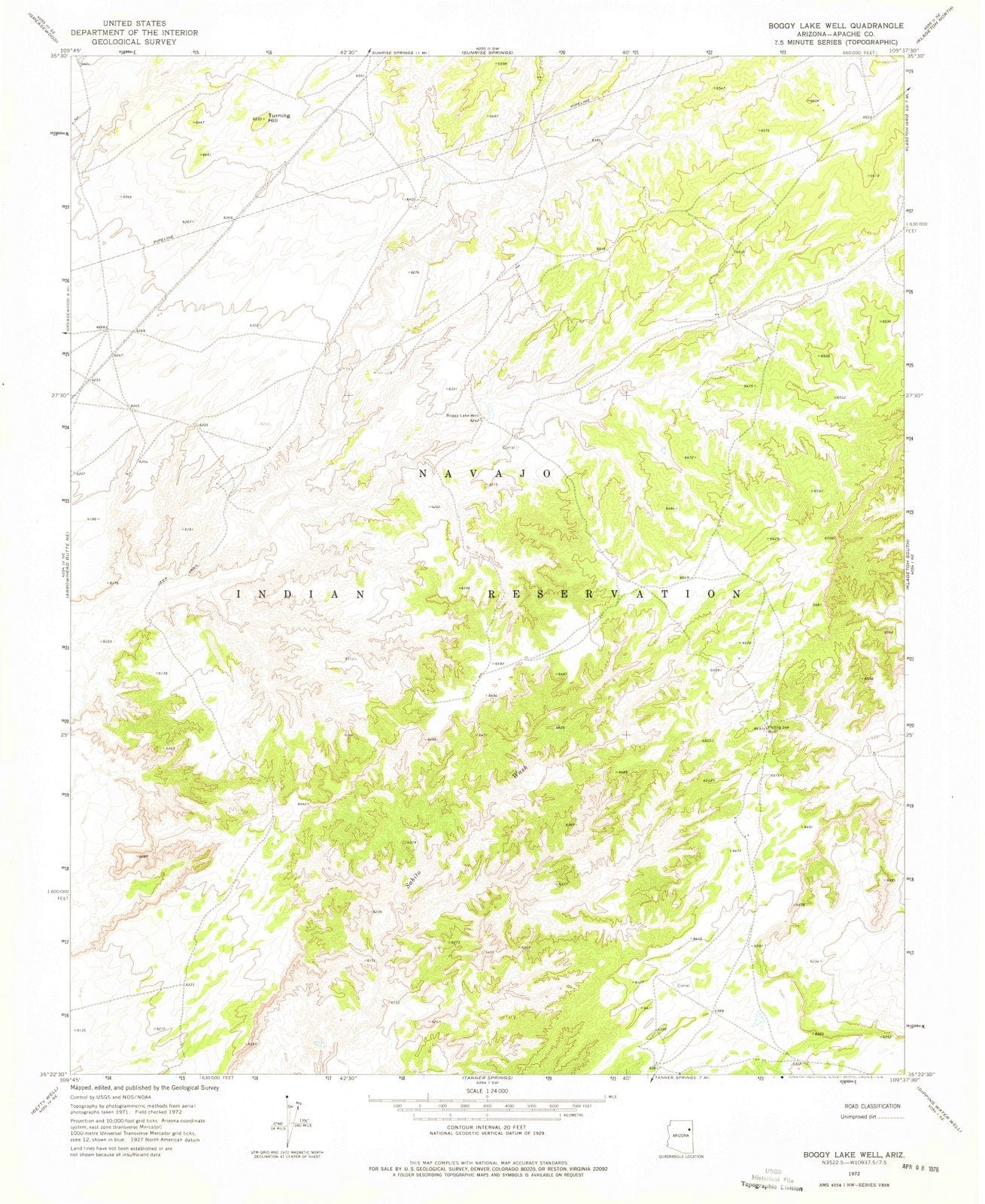 1972 Boggy Lake Well, AZ - Arizona - USGS Topographic Map
