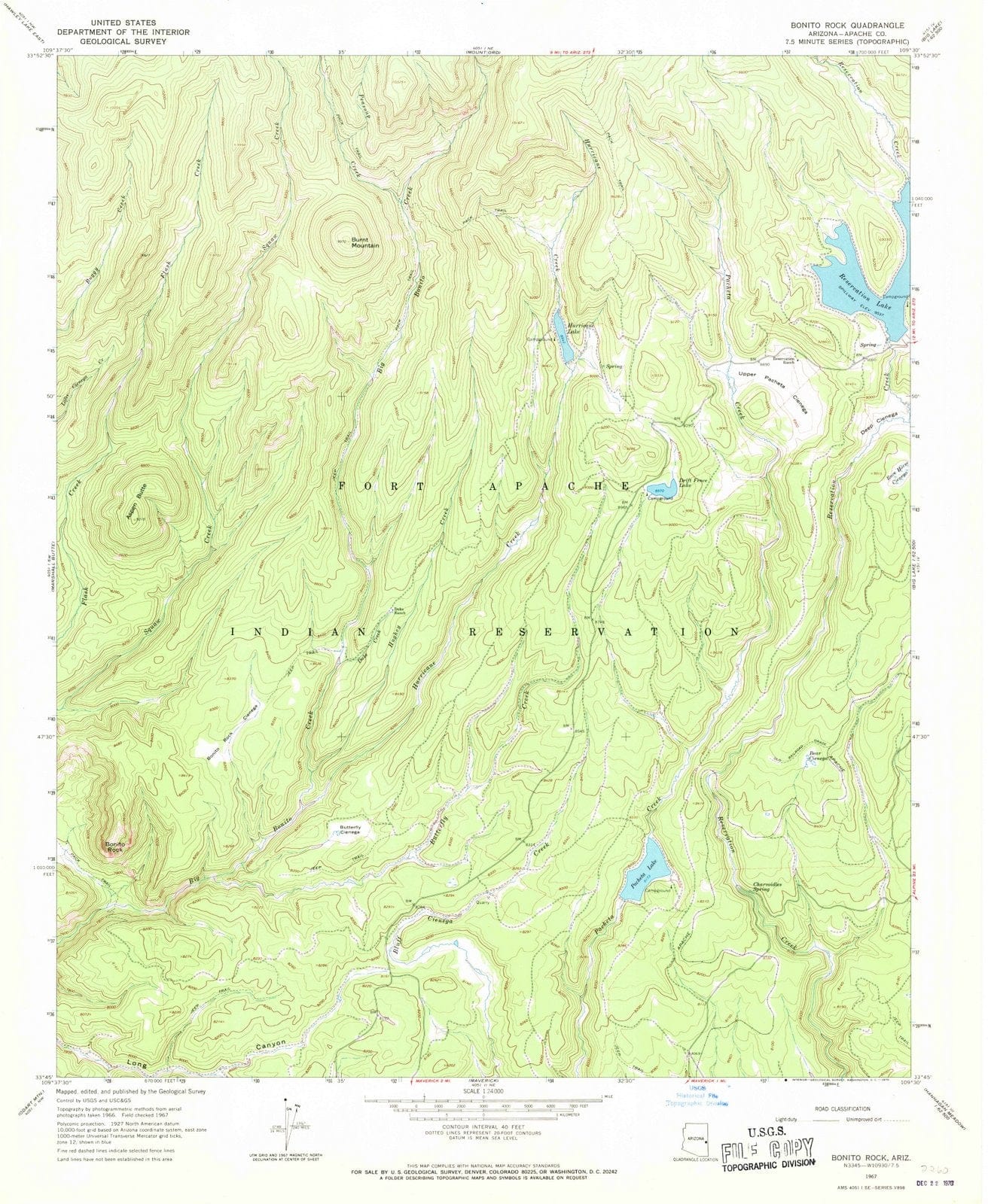 1967 Bonito Rock, AZ - Arizona - USGS Topographic Map