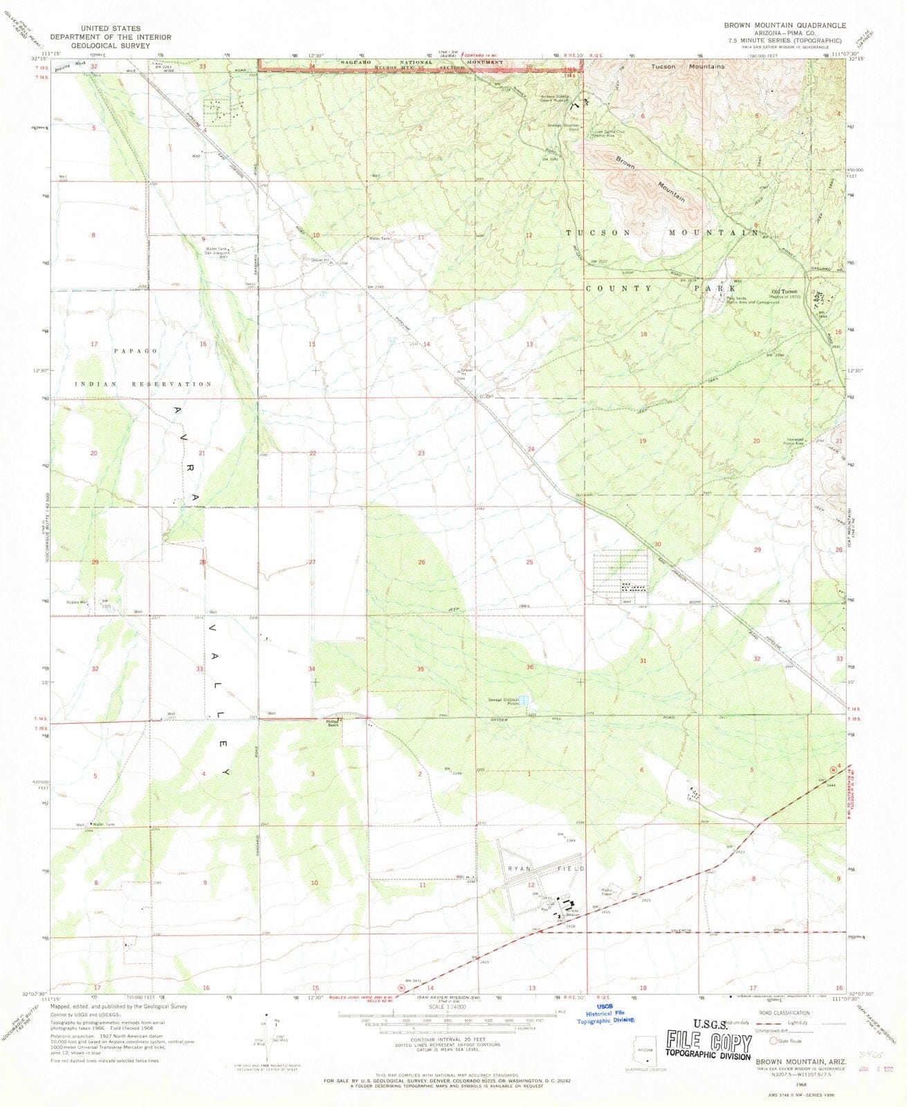 1968 Brown Mountain, AZ - Arizona - USGS Topographic Map