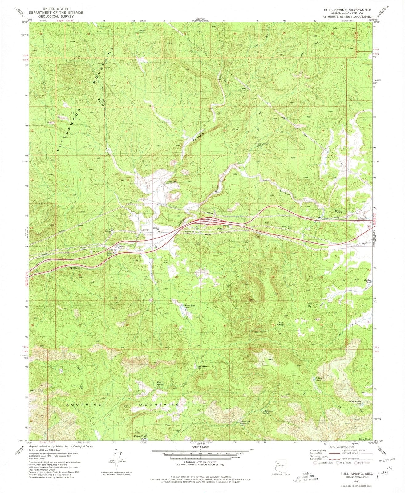 1980 Bull Spring, AZ - Arizona - USGS Topographic Map