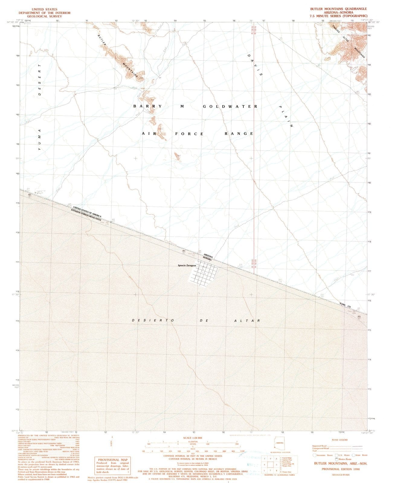 1990 Butler Mountains, AZ - Arizona - USGS Topographic Map
