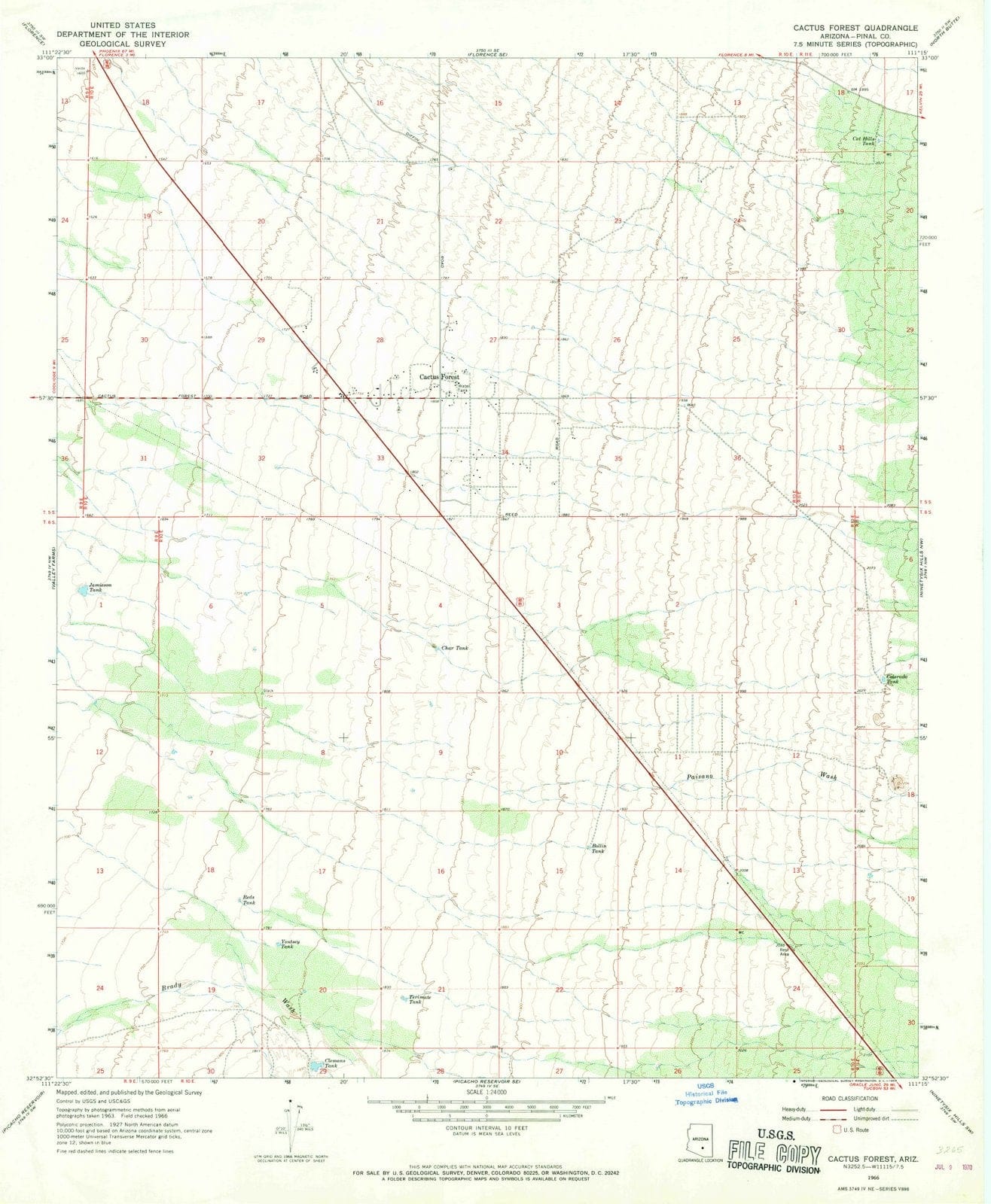 1966 Cactus Forest, AZ - Arizona - USGS Topographic Map