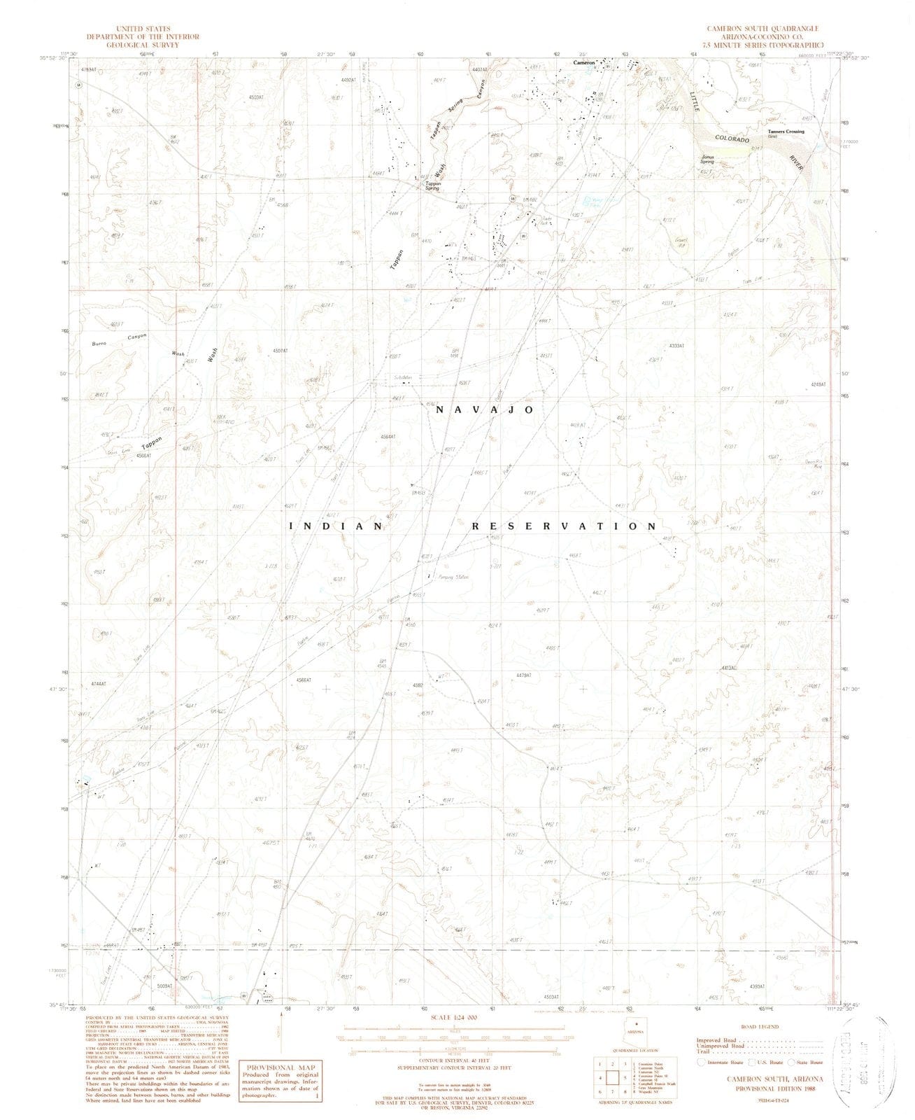 1988 Cameron South, AZ - Arizona - USGS Topographic Map